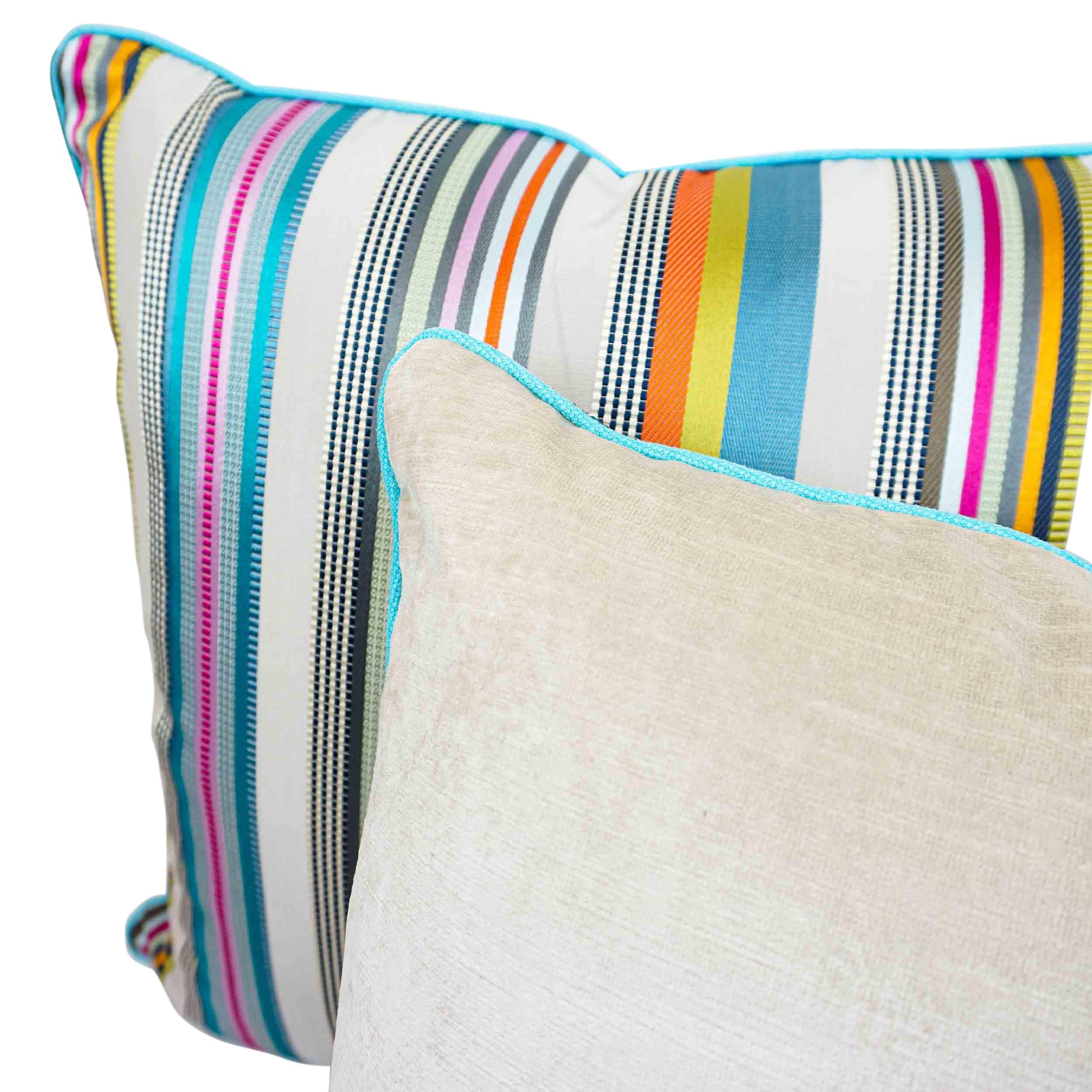 Throw Pillows with Colorful Satin Stripes For Sale 5