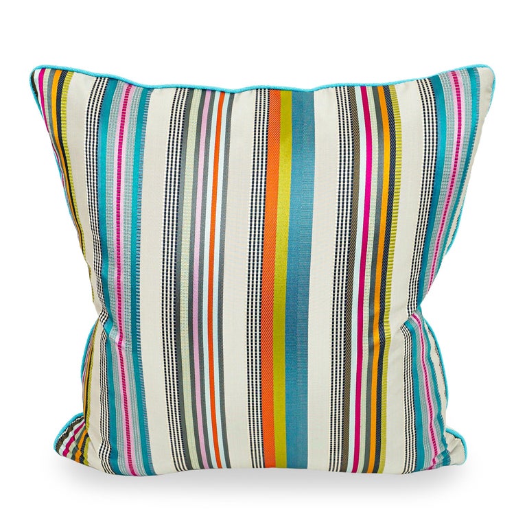 Throw Pillows with Colorful Satin Stripes For Sale at 1stDibs