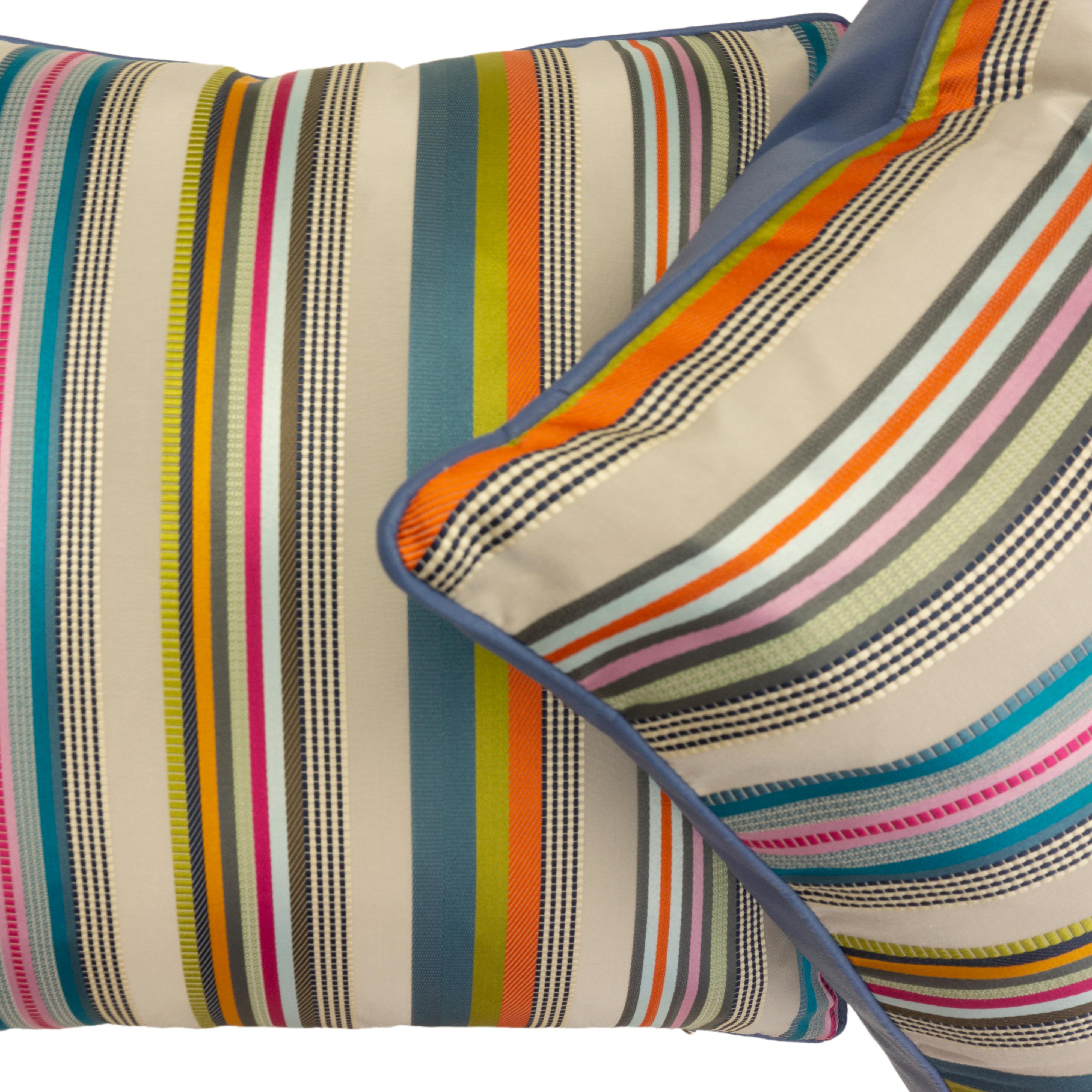 Contemporary Throw Pillows with Colorful Satin Stripes
