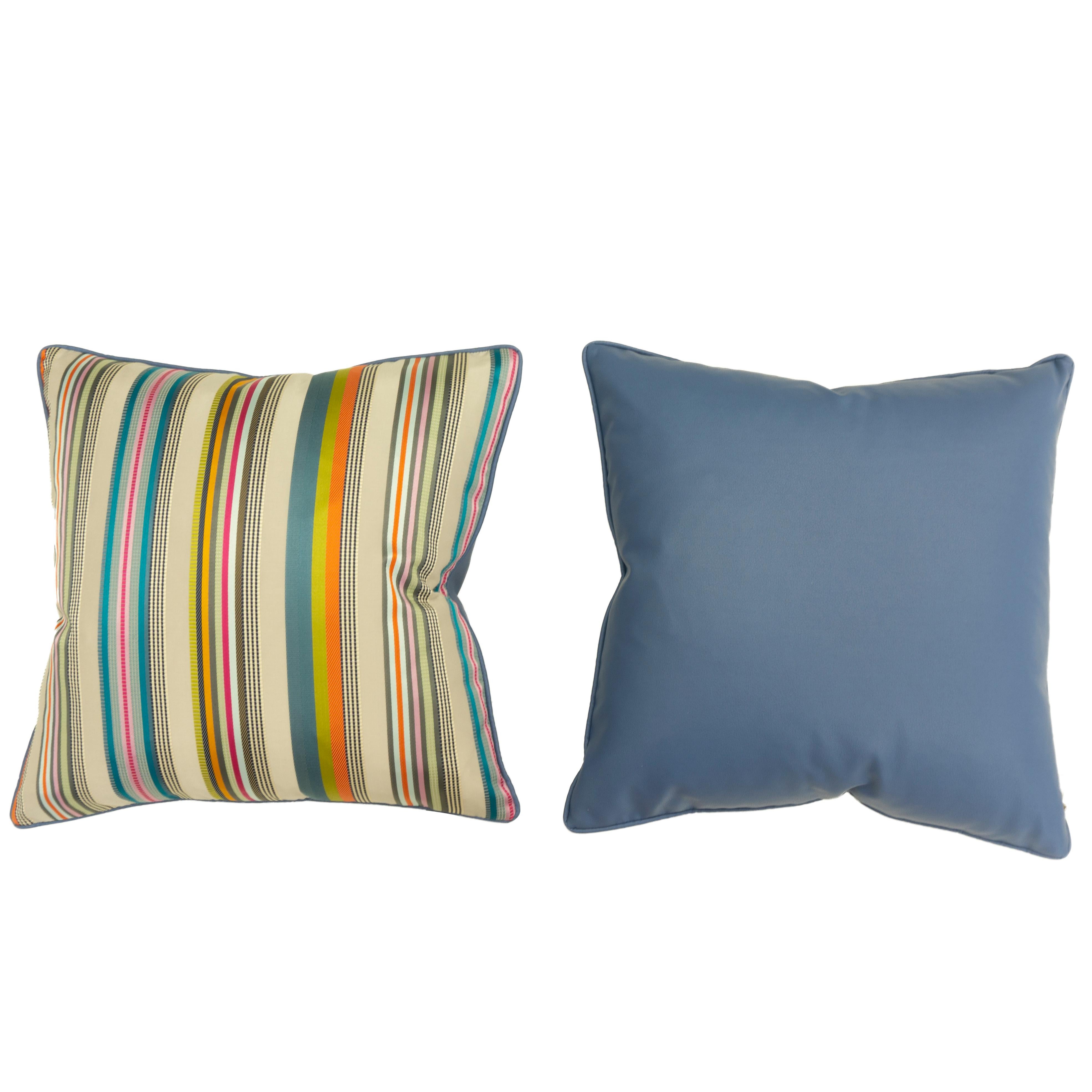 Throw Pillows with Colorful Satin Stripes 1