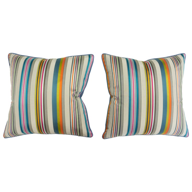 Throw Pillows With Colorful Satin Stripes For Sale At 1stdibs