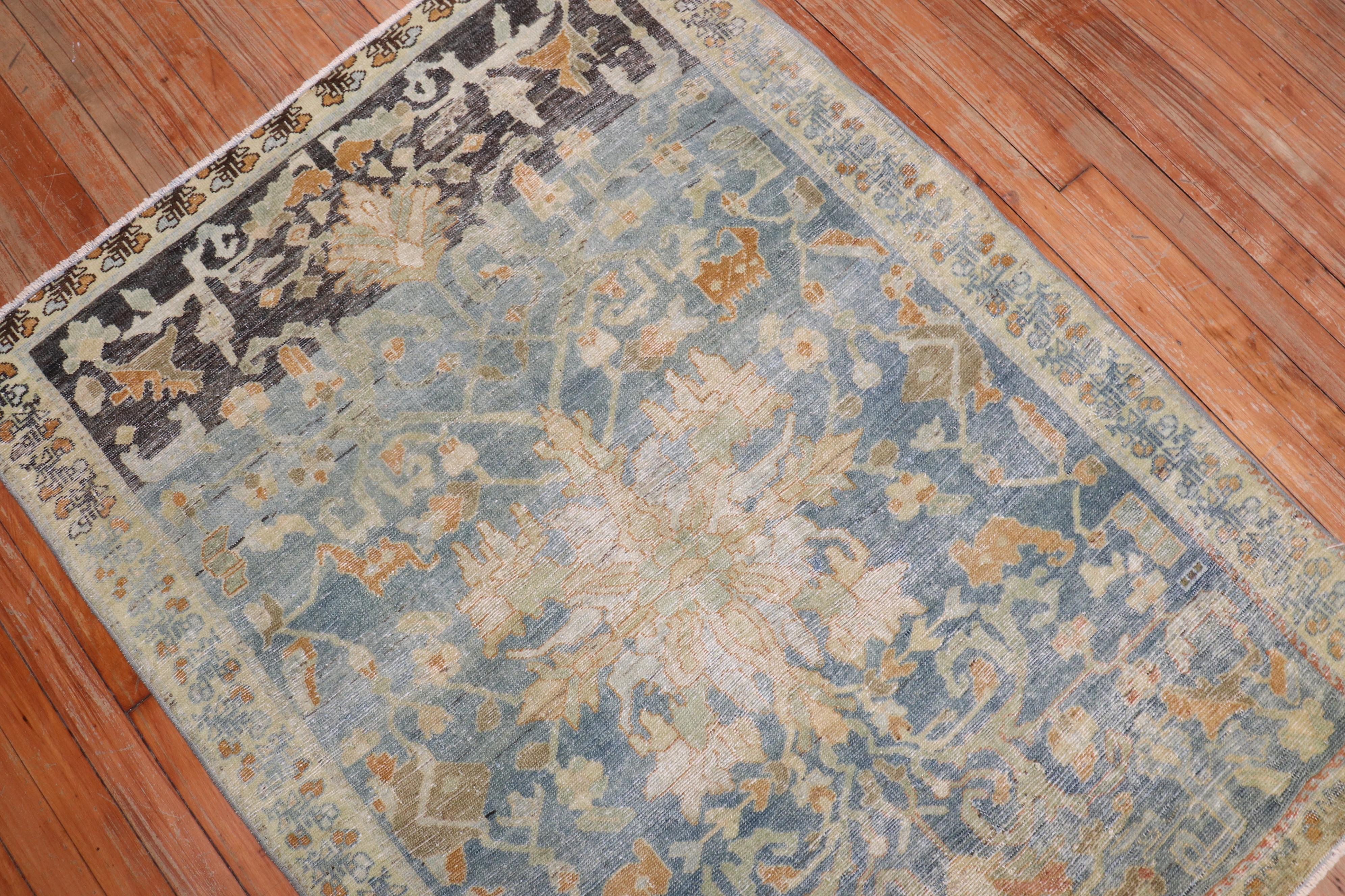 Hand-Knotted Throw Square Size Persian Malayer Rug For Sale