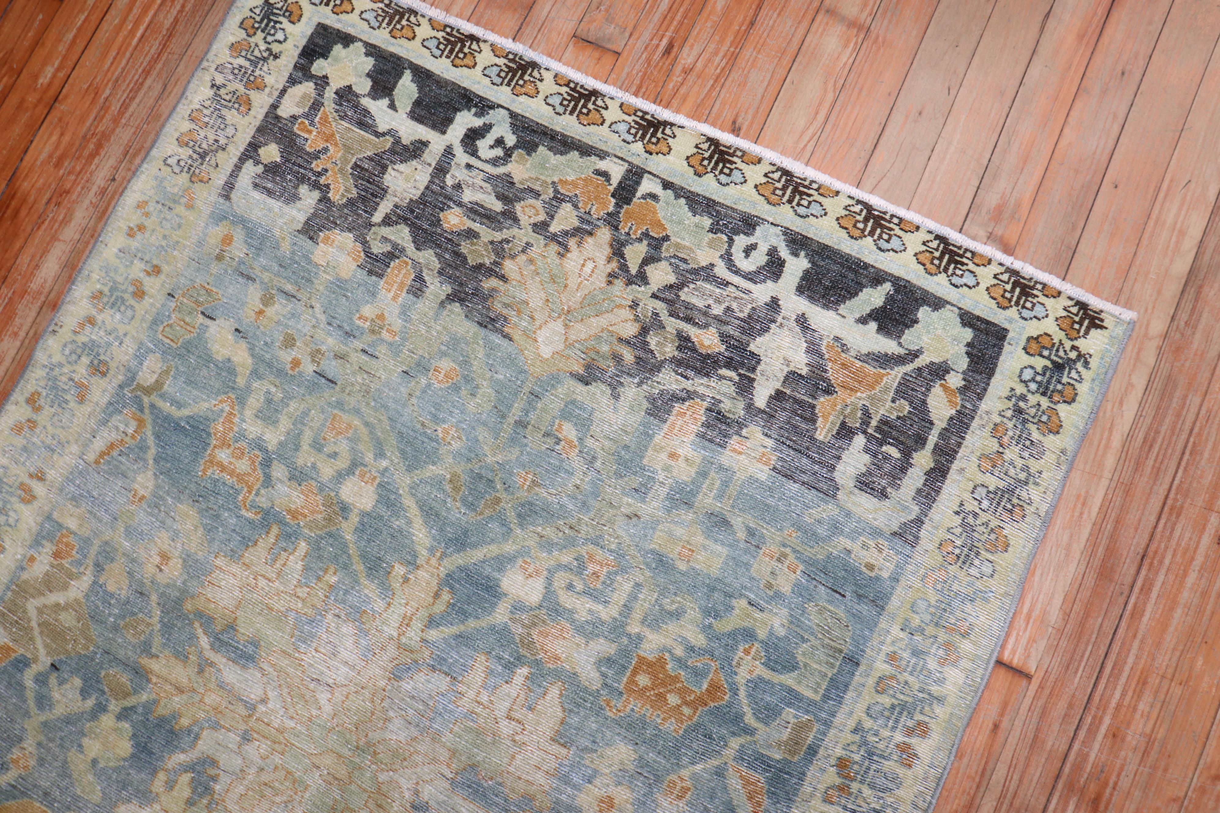 20th Century Throw Square Size Persian Malayer Rug For Sale