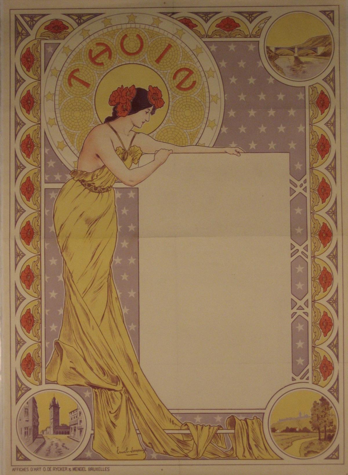 Artist: Emil Jornaux

Date of Origin: circa 1900

Medium: Original Stone Lithograph Vintage Poster

Size: 40” x 55”

 

Wonderful pre-type Art Nouveau poster for an Exposition in the Belgian city of Thuin. Printed by Affiches D’Art O. de Rycker &
