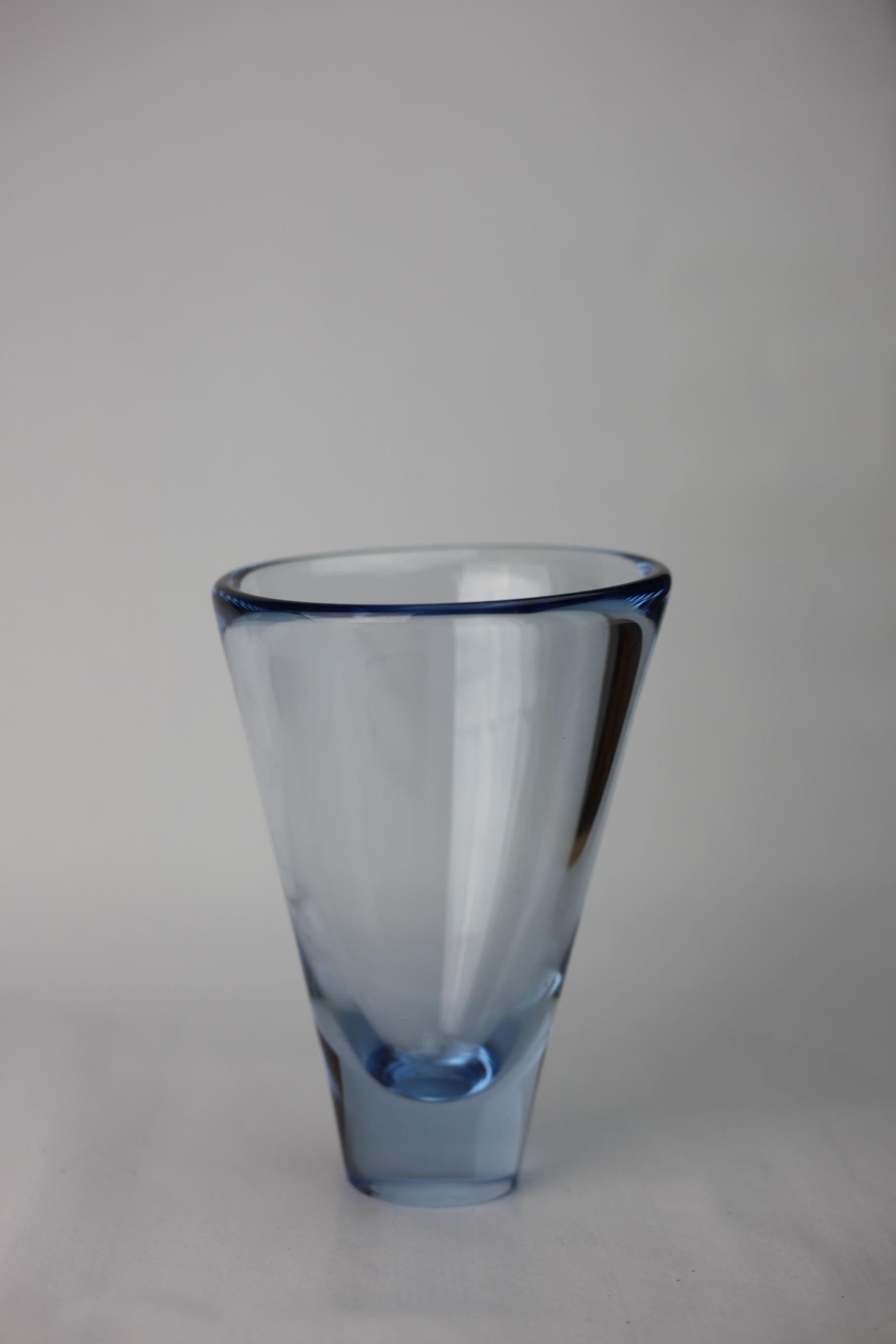The Aqua blue ''Thule'' vase was made by Per Lütken for Holmegaard Glass in the 1950s 

No chips or flaws.