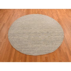 Thunder Gray Undyed Natural Wool Modern Hand Knotted Round Rug 8'1" x 8'1"