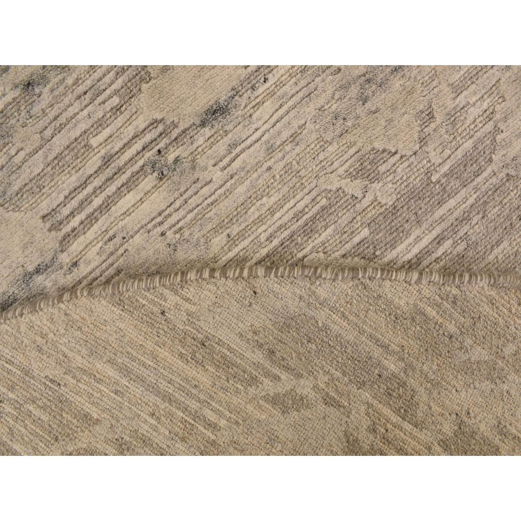 Thunder Gray Undyed Modern Handgeknüpfter runder Teppich aus natürlicher Wolle 8'1