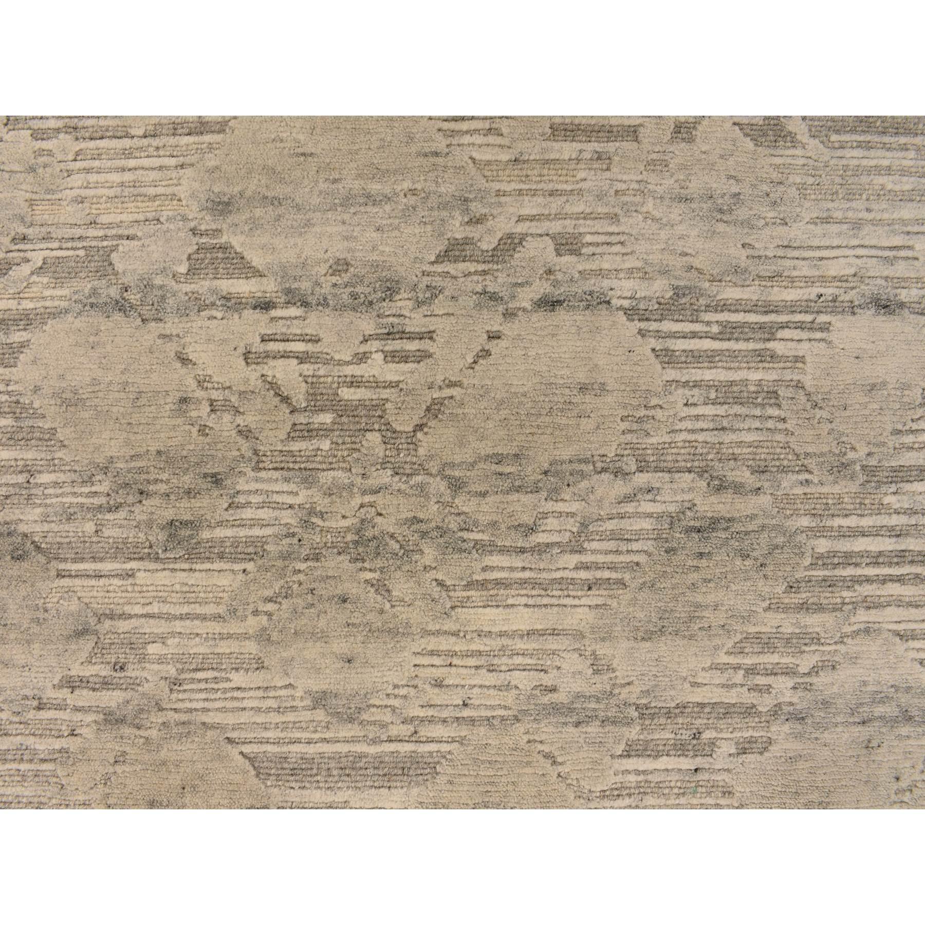 Thunder Gray Undyed Modern Handgeknüpfter runder Teppich aus natürlicher Wolle 8'1