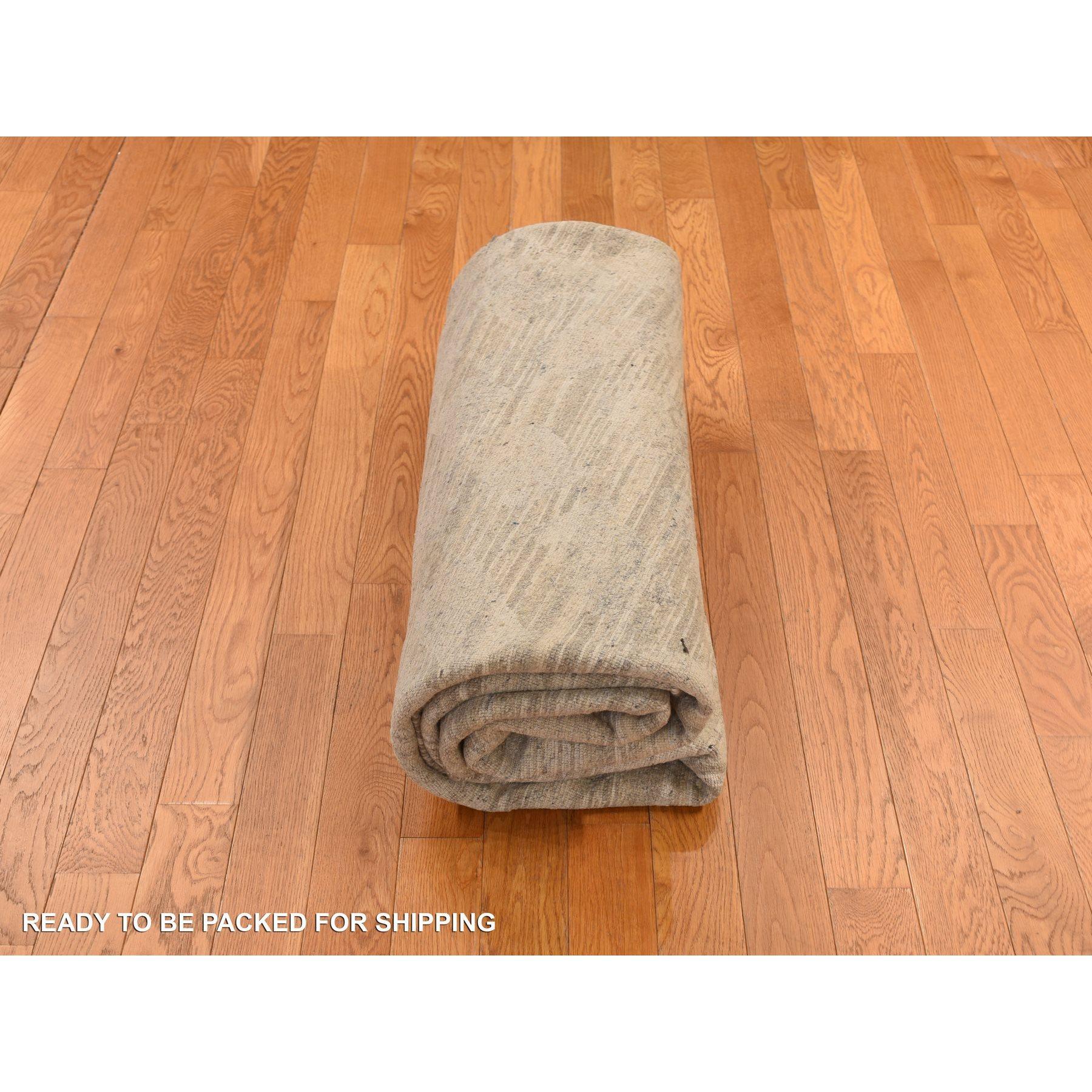 Thunder Gray Undyed Modern Handgeknüpfter runder Teppich aus natürlicher Wolle 8'1