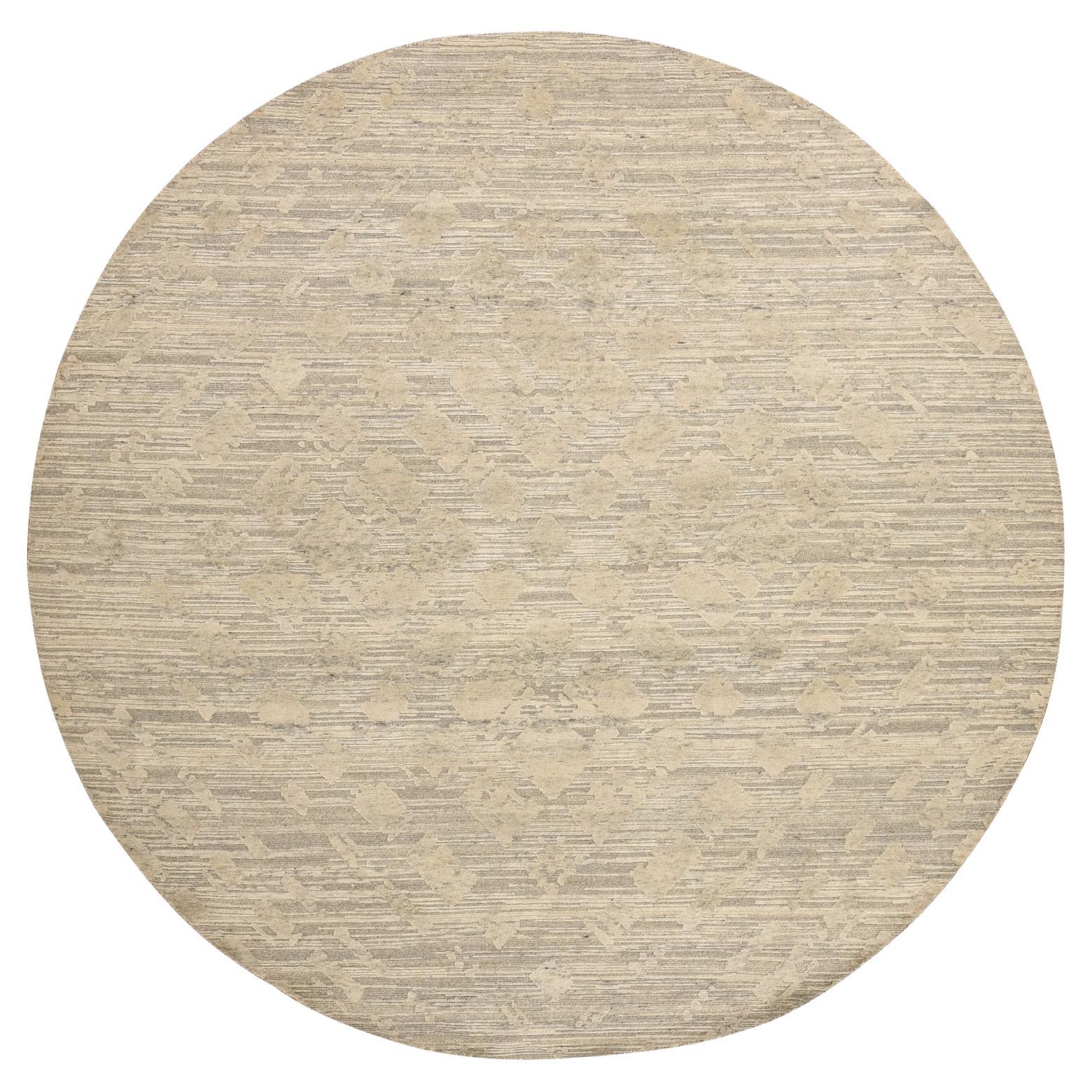 Thunder Gray Undyed Natural Wool Modern Hand Knotted Round Rug 8'1" x 8'1"