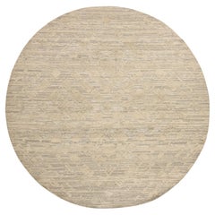 Thunder Gray Undyed Natural Wool Modern Hand Knots Rug 8'1" x 8'1" (tapis rond moderne en laine non teintée)