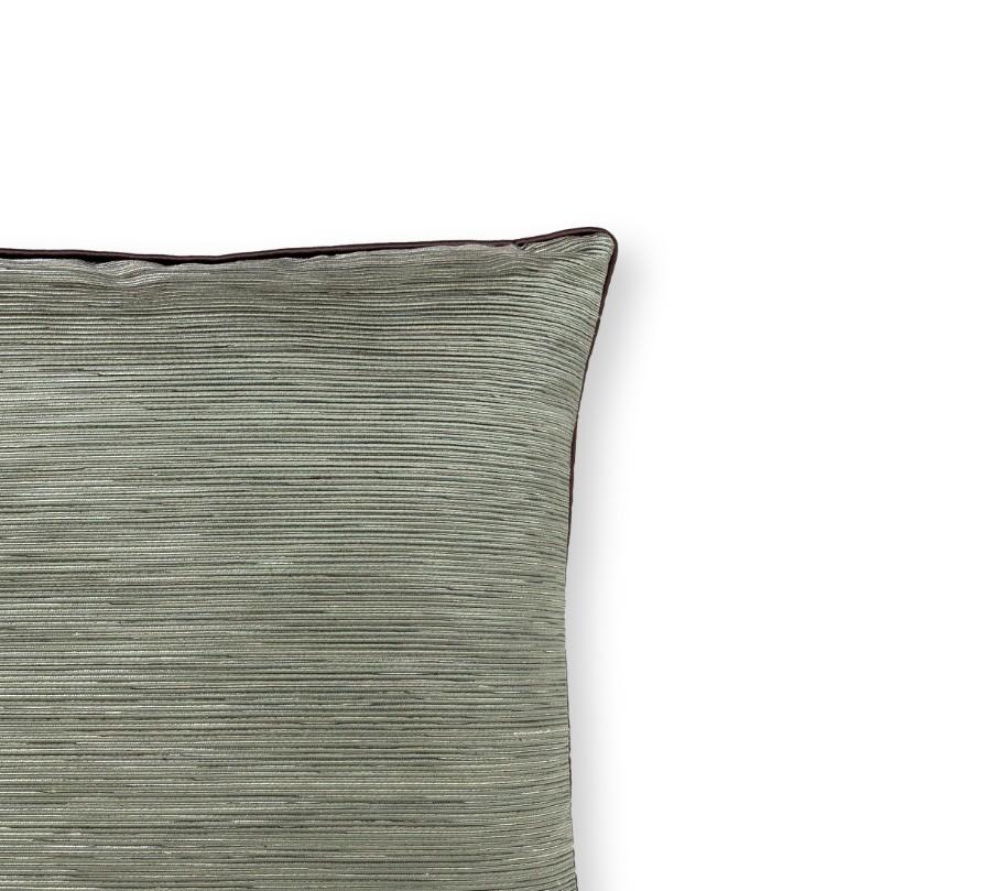 Portuguese Thunder Pillow in Textured Green Satin For Sale