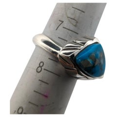 Thunder Ridge Turquoise Ring - Hand-Carved Sterling Silver by Rob Sherman