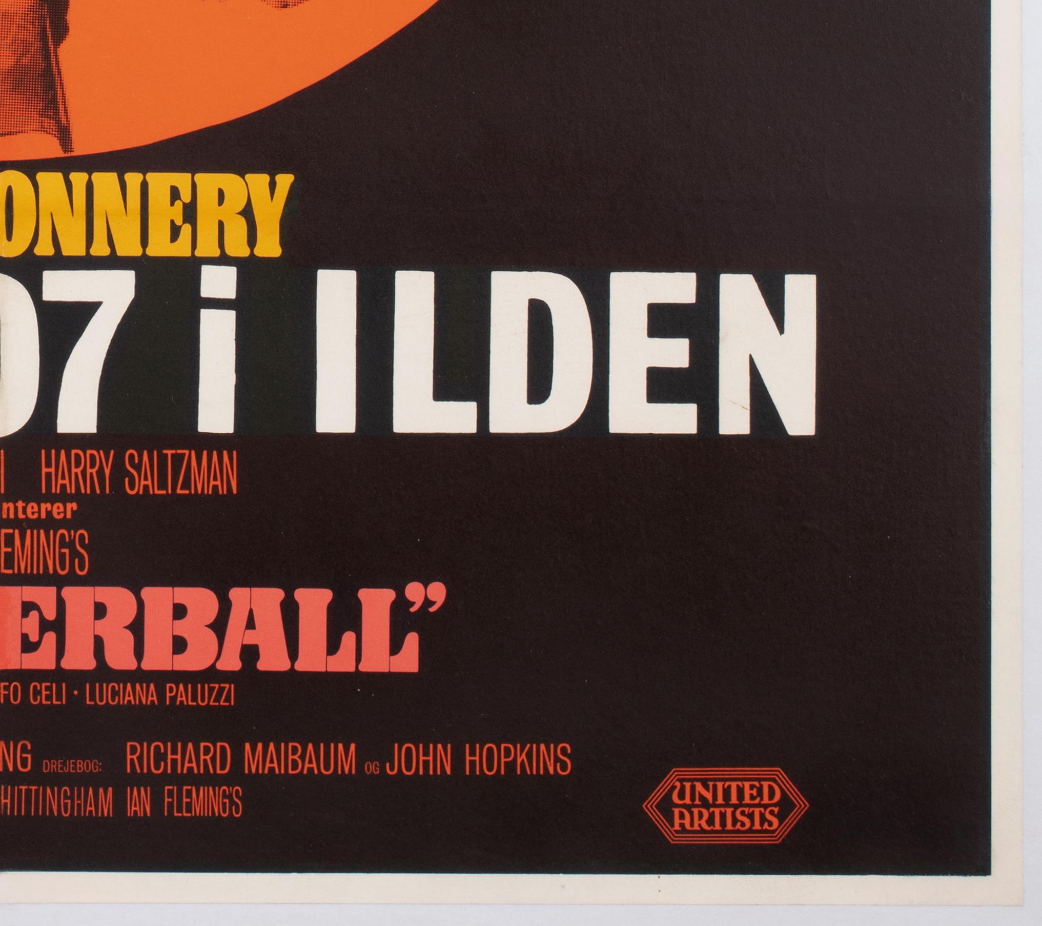 Paper THUNDERBALL 1965 Danish Film Movie Poster, Robert McGinnis For Sale