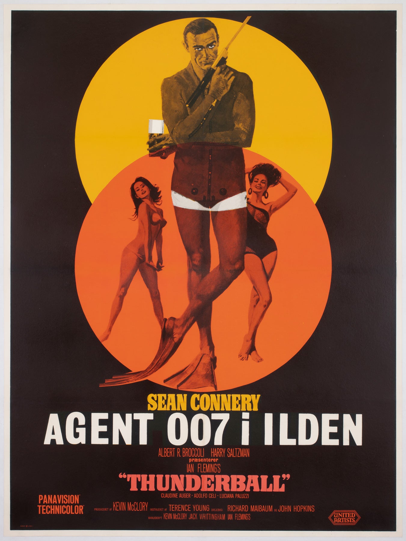 THUNDERBALL 1965 Cartel de película danesa, Robert McGinnis