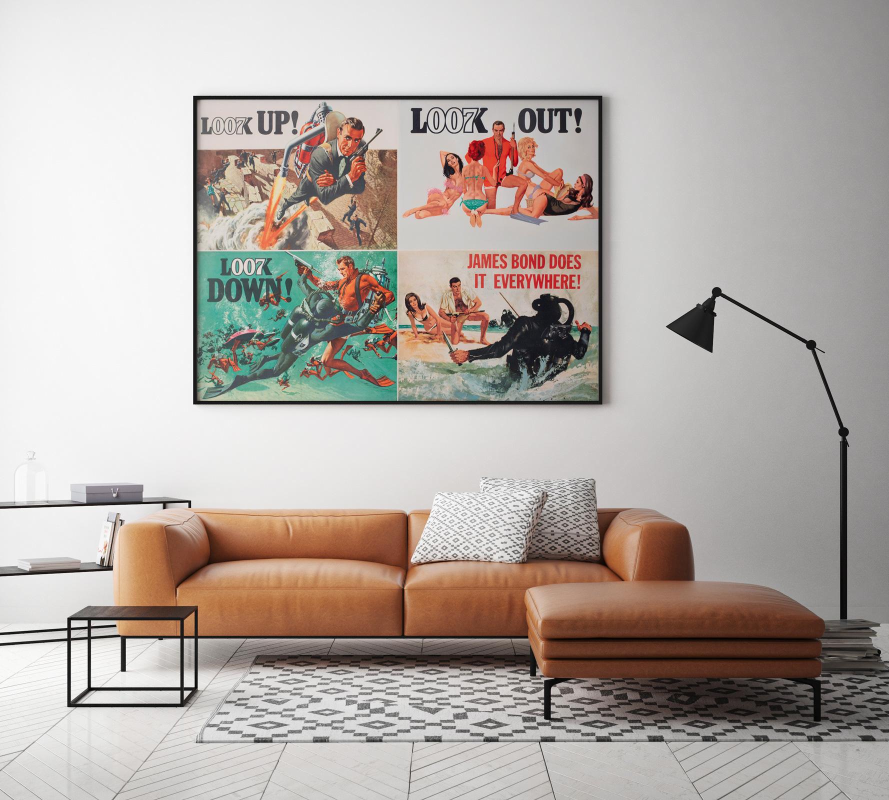 Il bellissimo paese d'origine Advance UK Quad per il quarto film di Bond, Thunderball. Fantastica opera d'arte di Sean Connery di Robert McGinnis & Frank McCarthy, altamente collezionabile.

Questo poster originale di un film d'epoca ha una