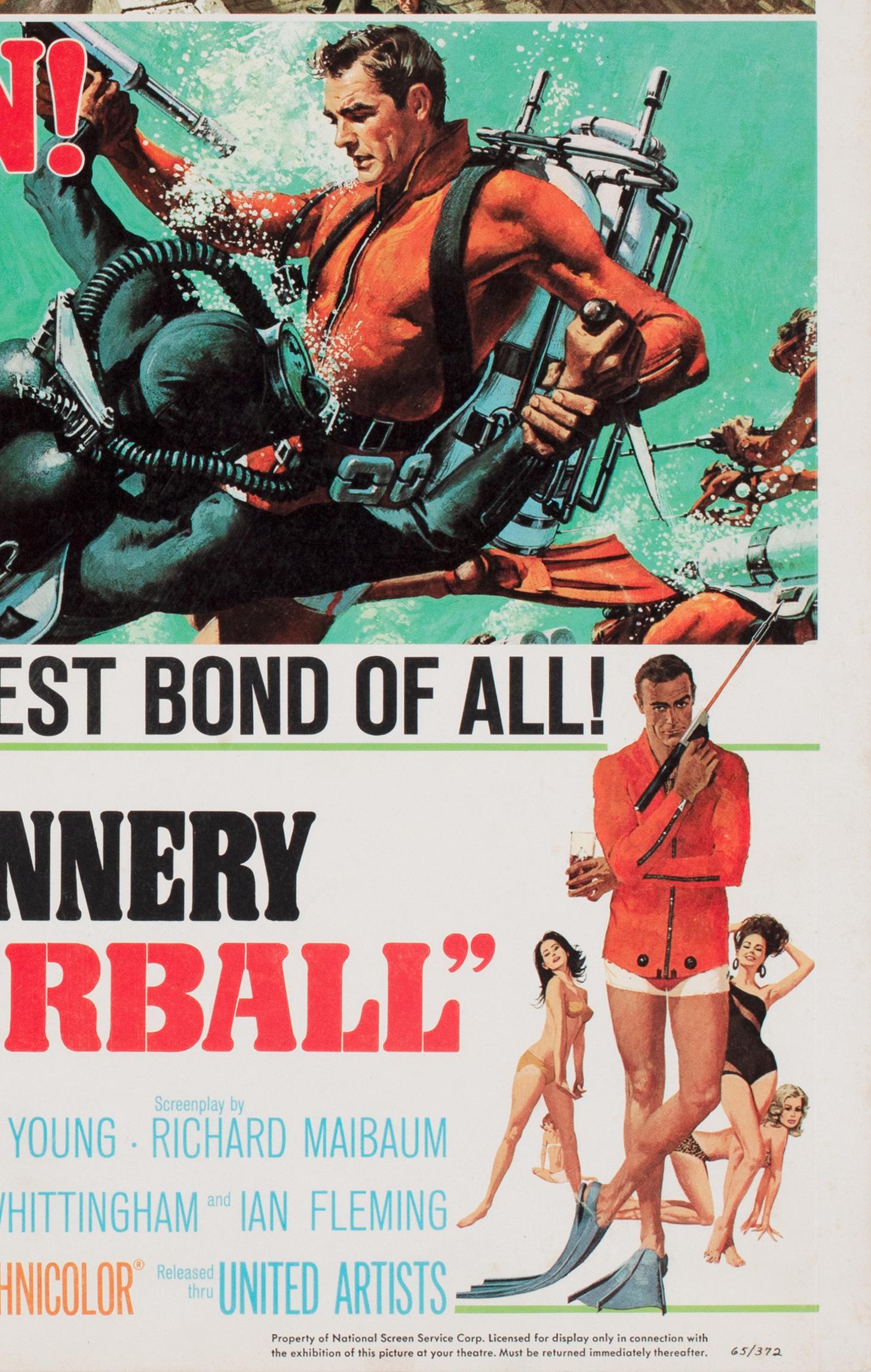 Thunderball 1965 US Window Card Film Poster, Robert McGinnis & Frank McCarthy Papel en venta