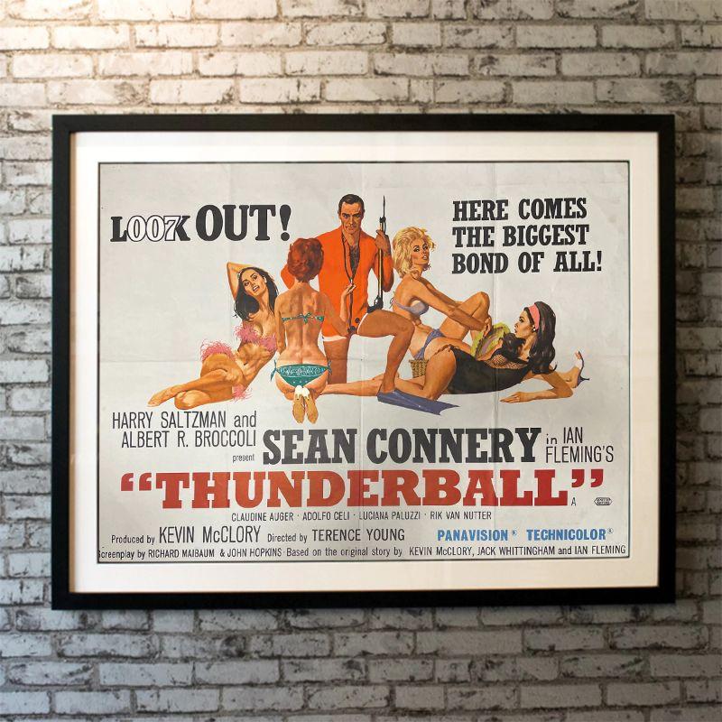 Thunderball, Unframed Poster, 1964

Original British Quad (30 x 40 inches). British superspy James Bond (Sean Connery) is back in action on land, in the sea, and in the air in this exciting fourth entry in the world famous franchise. In another