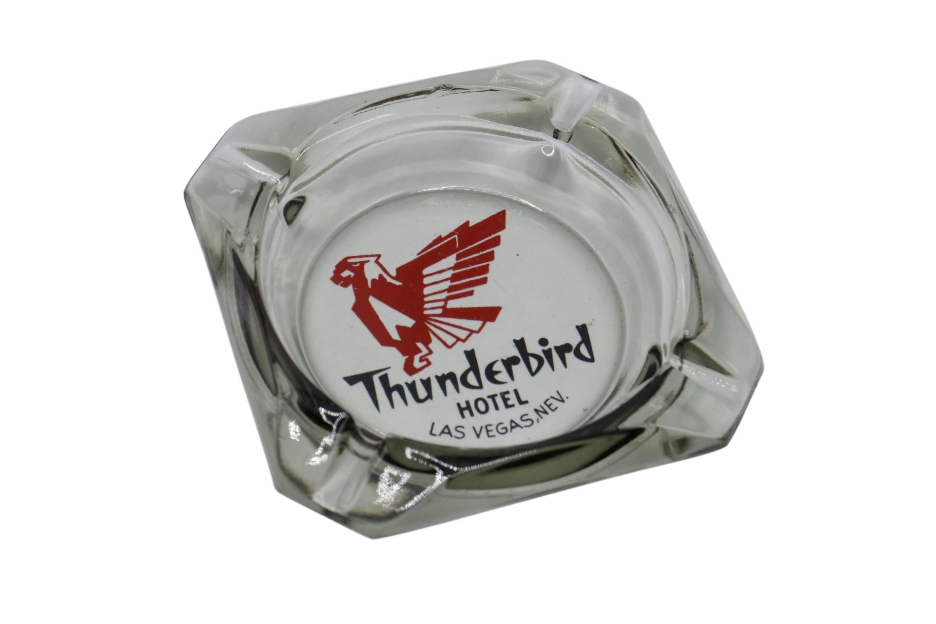 American Thunderbird Hotel Las Vegas Glass Ashtrays - a Pair For Sale