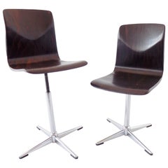 Thur Op Chairs Pair, Brown Pagwood, mid-century modern, Dutch design, adjustable