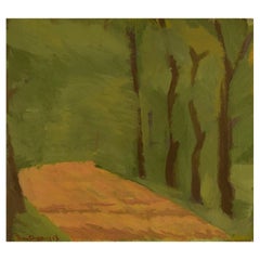 Thure Lindskog, Listed Swedish Artist, Oil on Canvas, Modernist Landscape