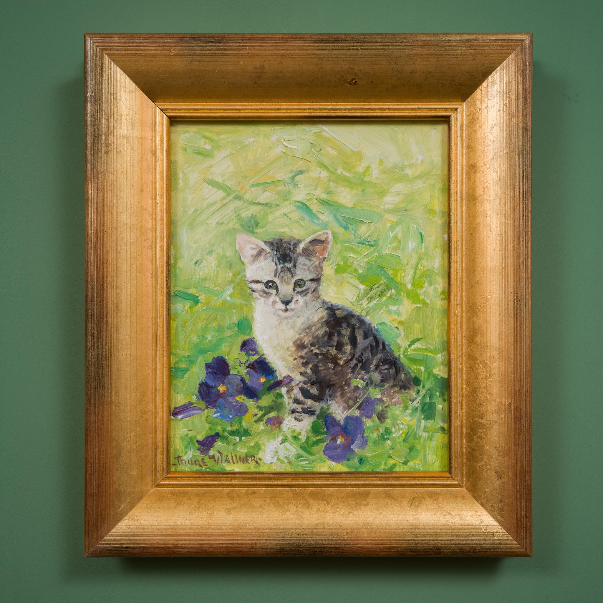 A Kitten Amongst the Blooms des schwedischen Künstlers Thure Wallner im Angebot 2