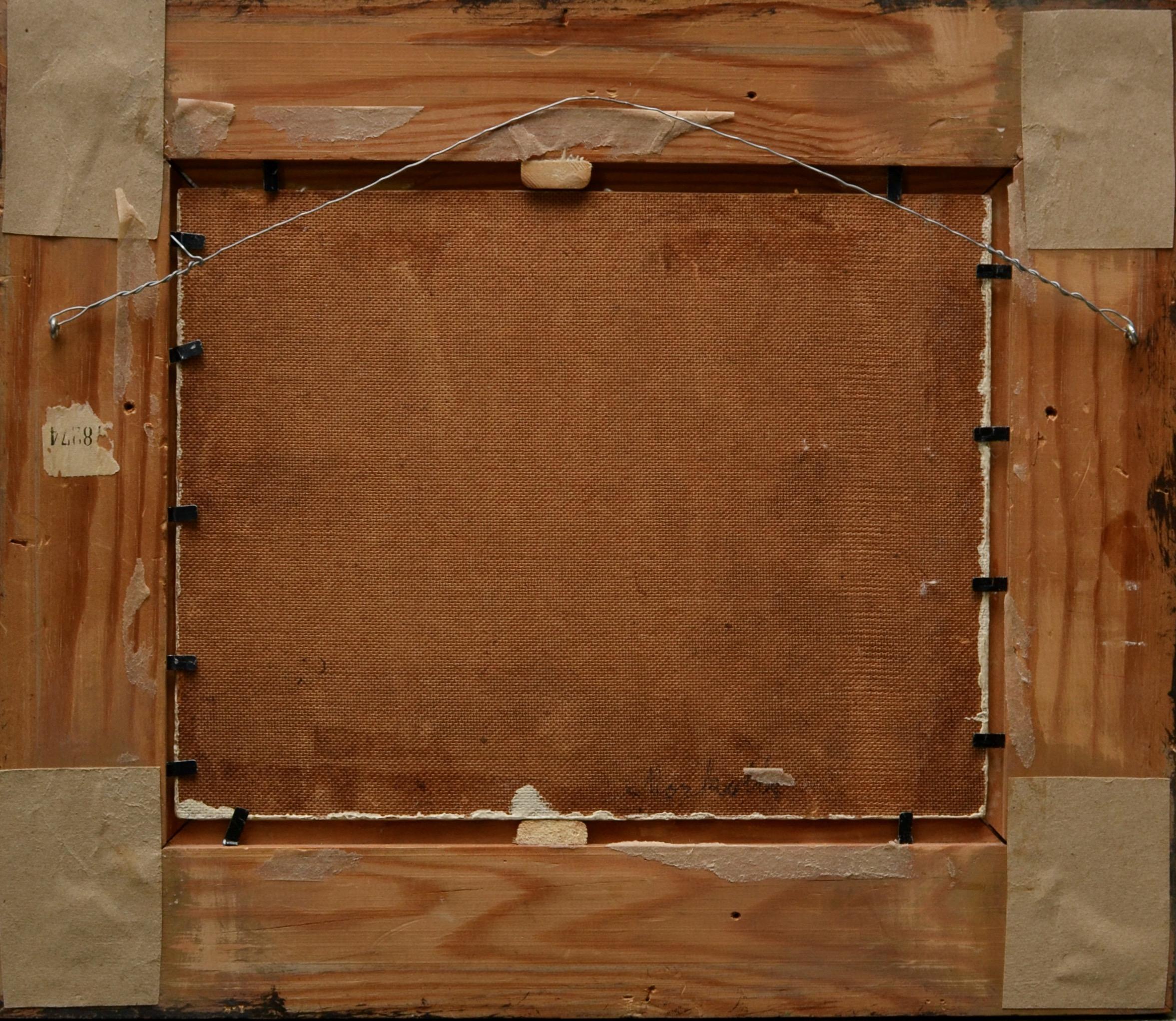 Becada euroasiática vadeando un arroyo por Thure Wallner, Firmado Th. Wallner, óleo sobre tabla. 
Este pequeño y encantador cuadro de Thure Wallner representa a una becada euroasiática vadeando las aguas corrientes de un arroyo o riachuelo. El ave