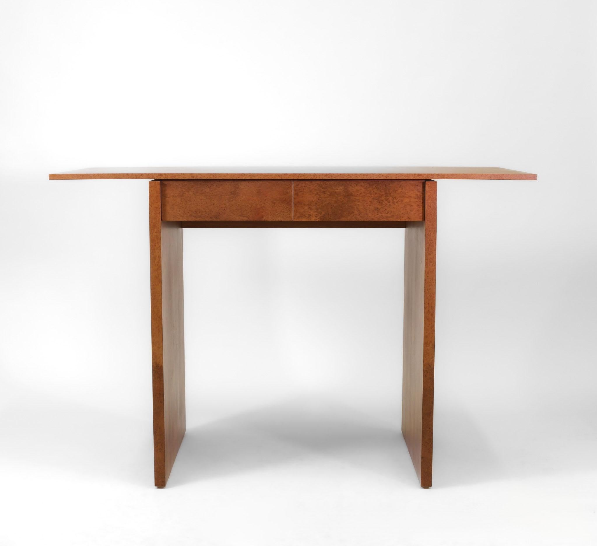 Thuya Burl Console Desk Table & Mirror By John Coleman Minimalist 1993 4