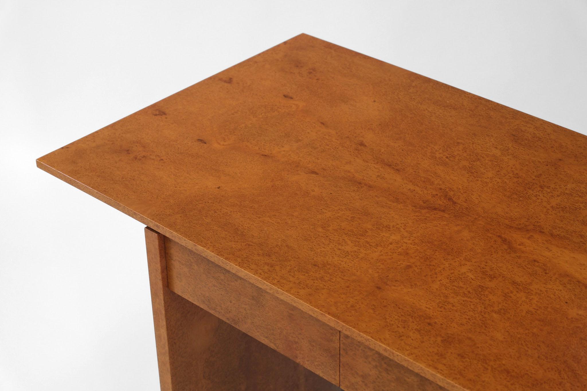 Veneer Thuya Burl Console Desk Table & Mirror By John Coleman Minimalist 1993