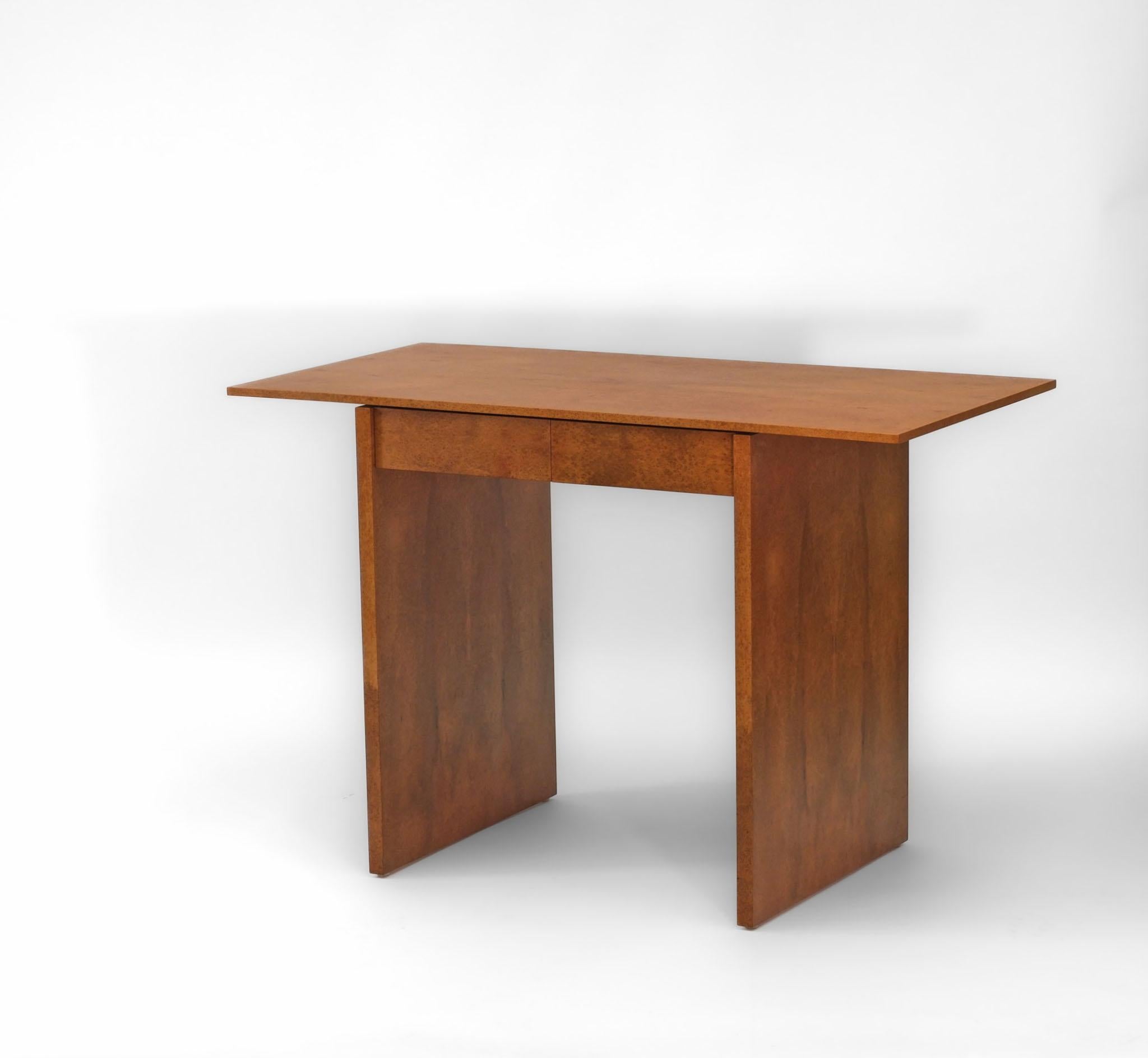Thuya Burl Console Desk Table & Mirror By John Coleman Minimalist 1993 In Good Condition In Norwich, GB
