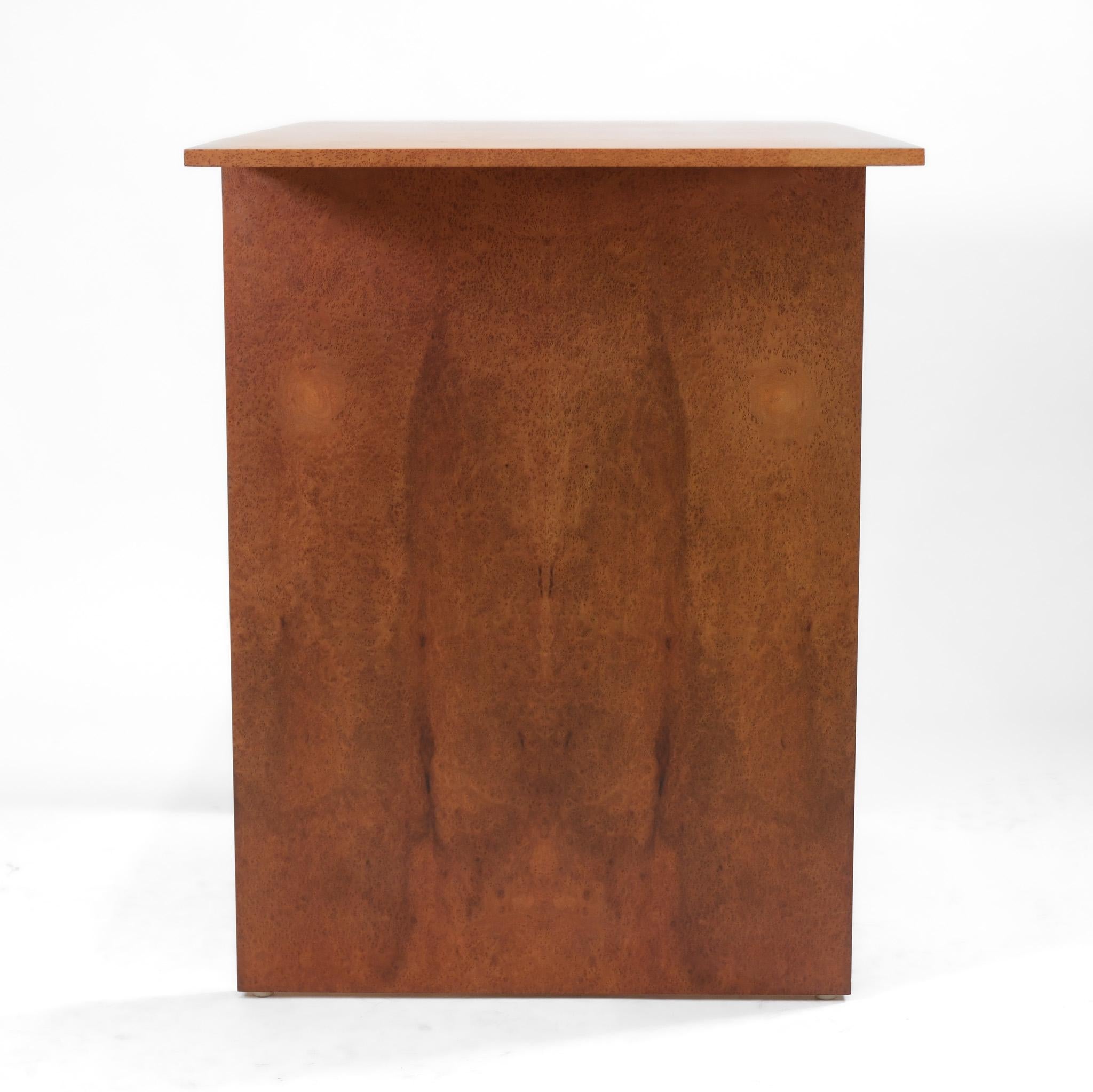 20th Century Thuya Burl Console Desk Table & Mirror By John Coleman Minimalist 1993