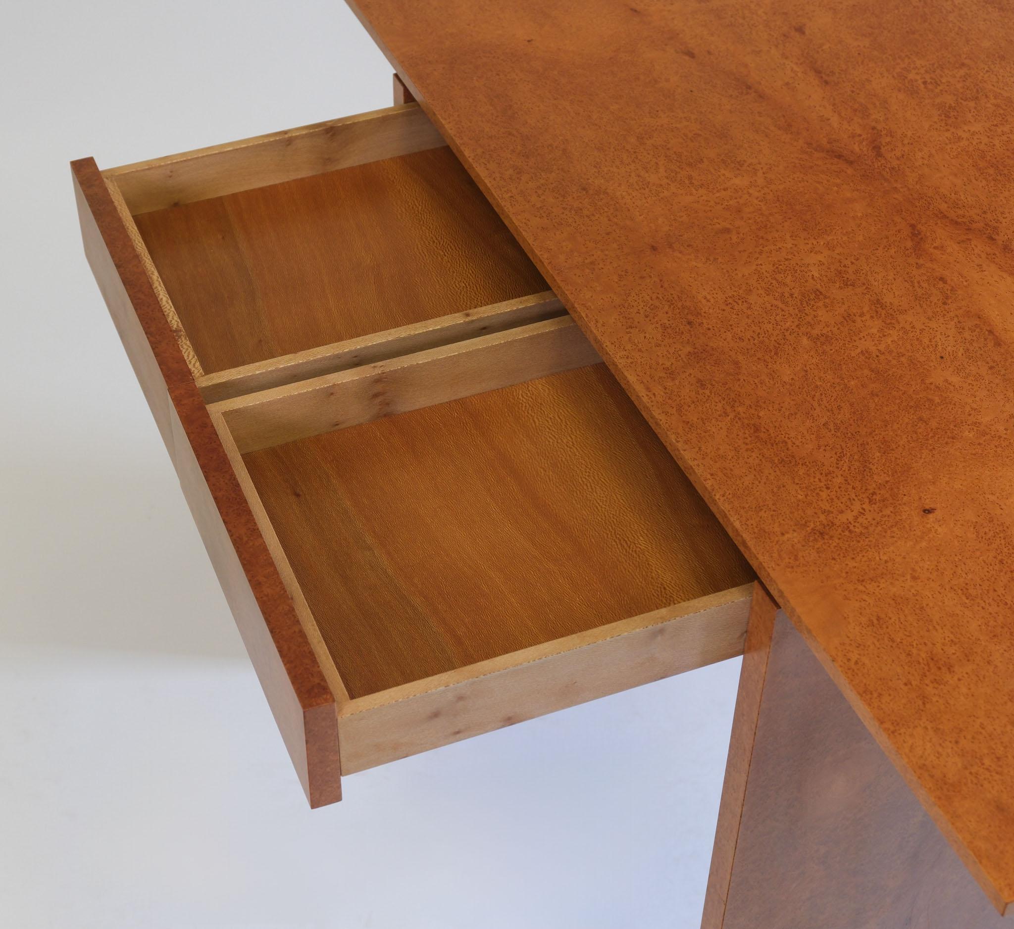 Thuya Burl Console Desk Table & Mirror By John Coleman Minimalist 1993 2