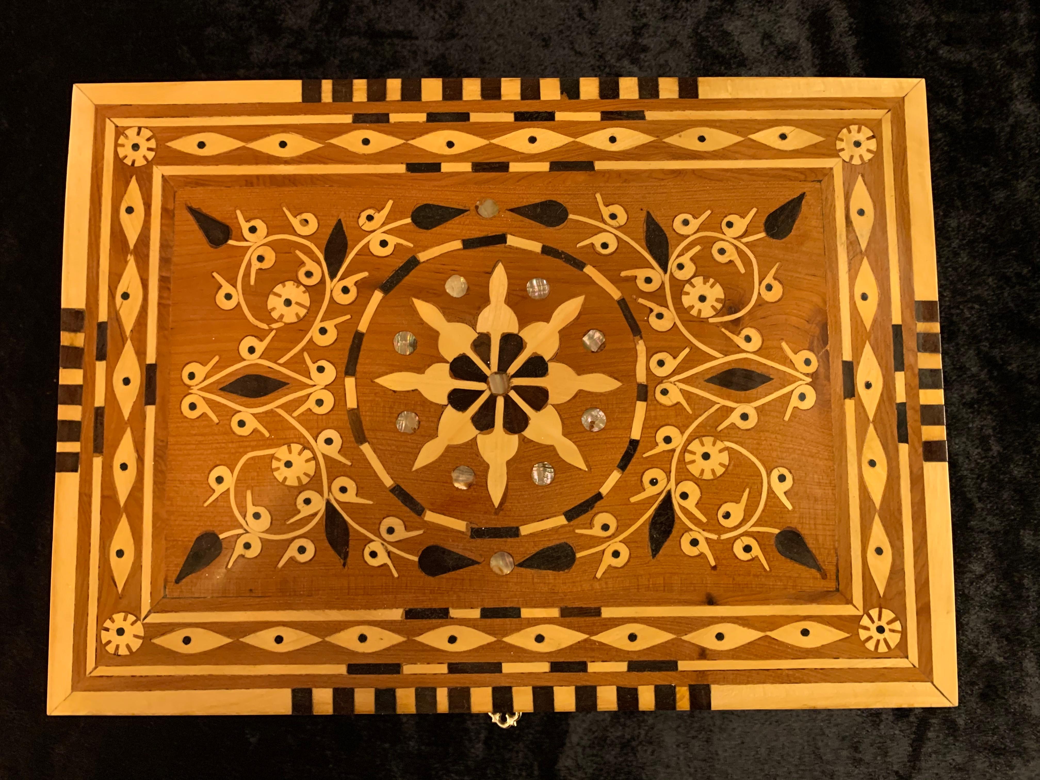 Tribal Moroccan Jewelry Box Handmade of Thuya Wood 