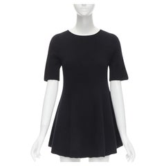 THW ROW black round neck short sleeve flared tunic sweater top XS