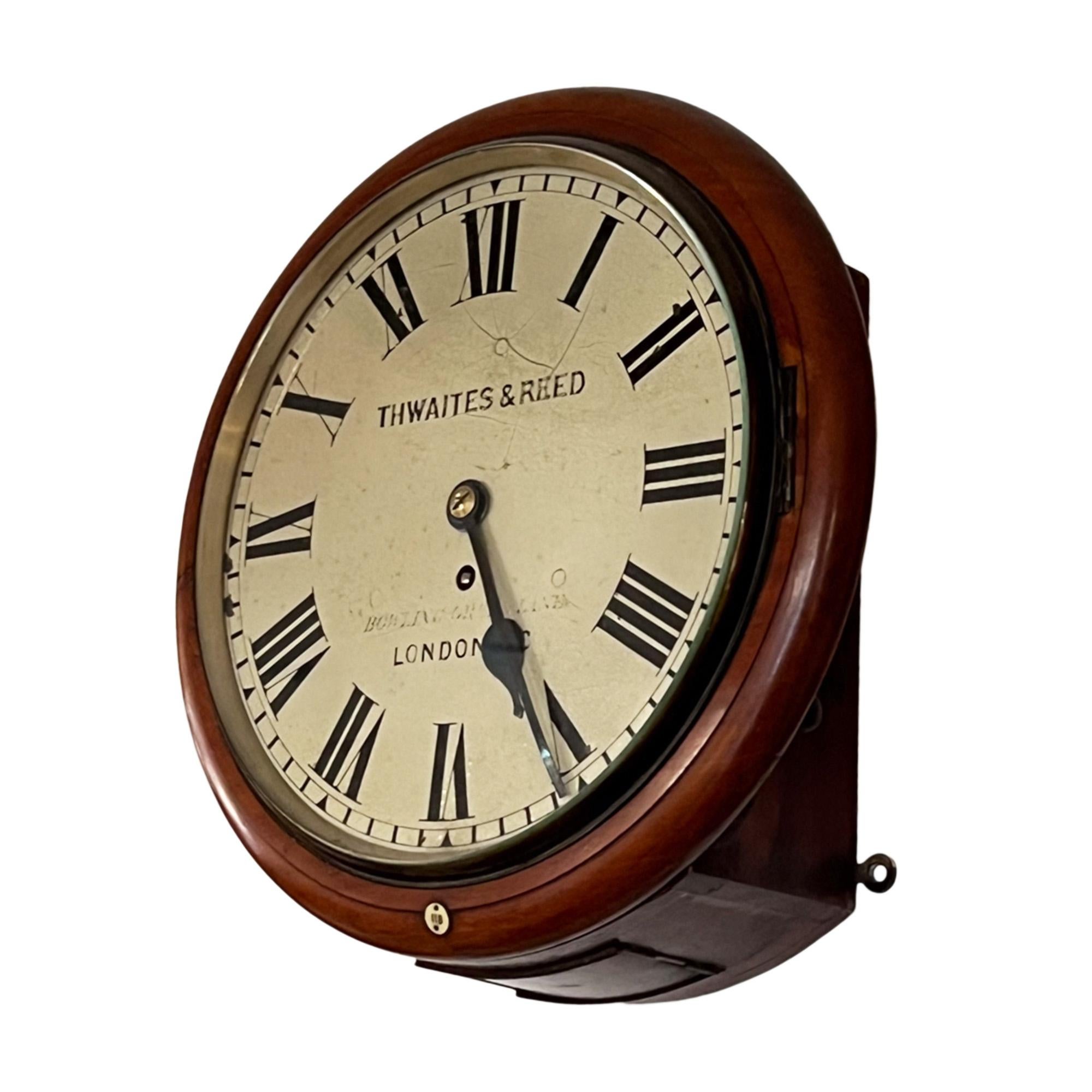 Late Victorian Thwaites and Reed 19th Century Wall Clock For Sale