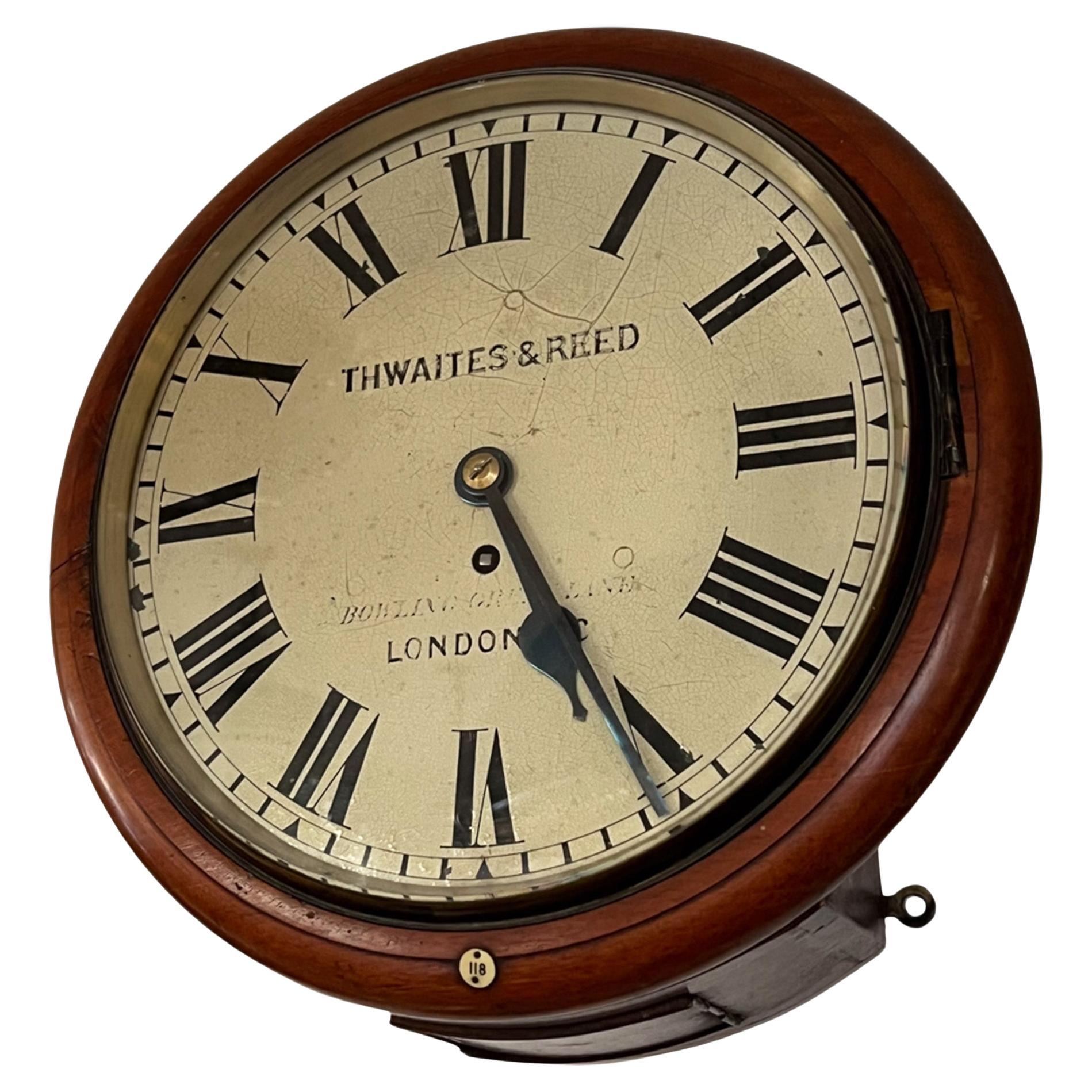 Thwaites and Reed 19th Century Wall Clock For Sale