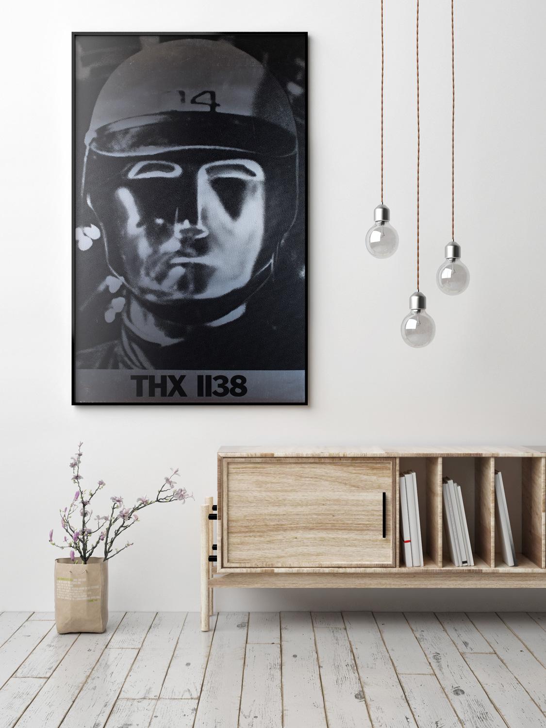 THX 1138 original poster for the 1971 dystopian Sci-fi co-written and directed by George Lucas in his directorial debut. This foil poster is a real stand out!

Fantastic design and in wonderful condition. Especially for a foil poster which normally