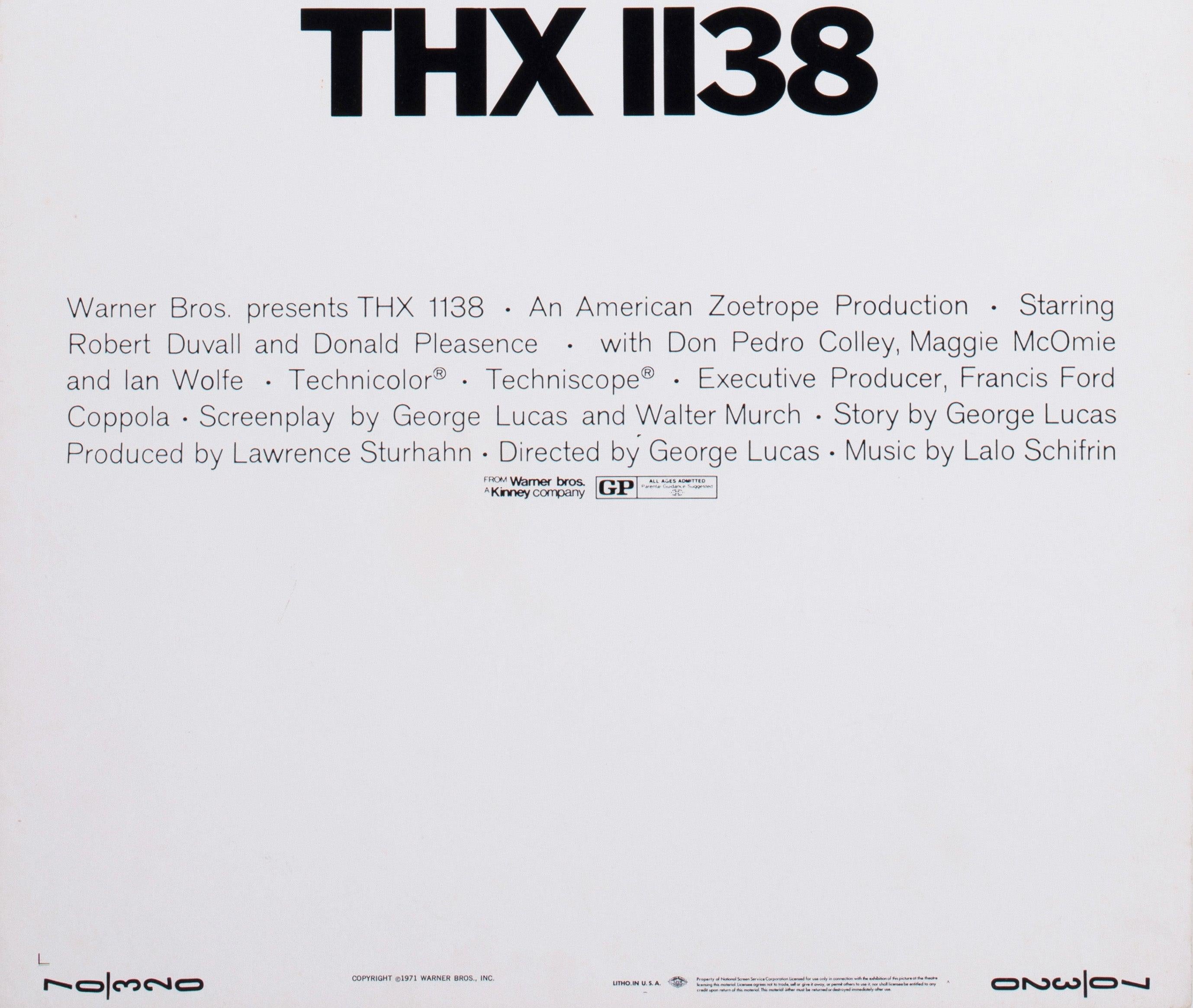 20th Century THX 1138 1971 US Insert Film Poster For Sale