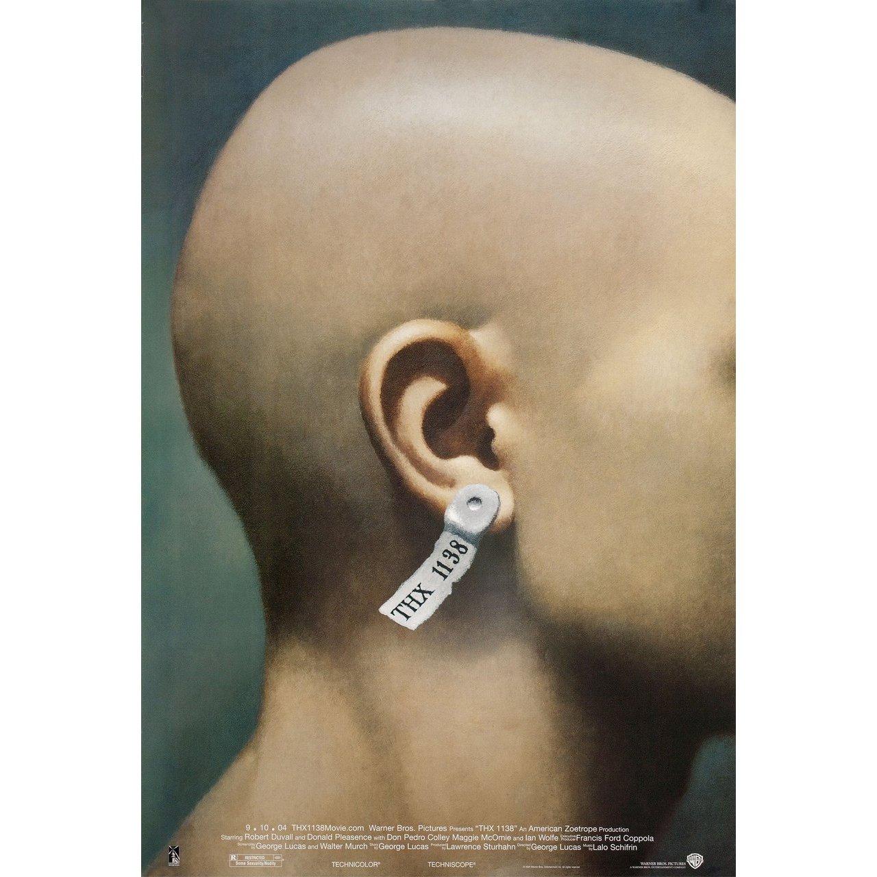 Original 2004 re-release U.S. one sheet poster for the 1971 film THX 1138 directed by George Lucas with Robert Duvall / Donald Pleasence / Don Pedro Colley / Maggie McOmie. Very good condition, rolled. Please note: the size is stated in inches and