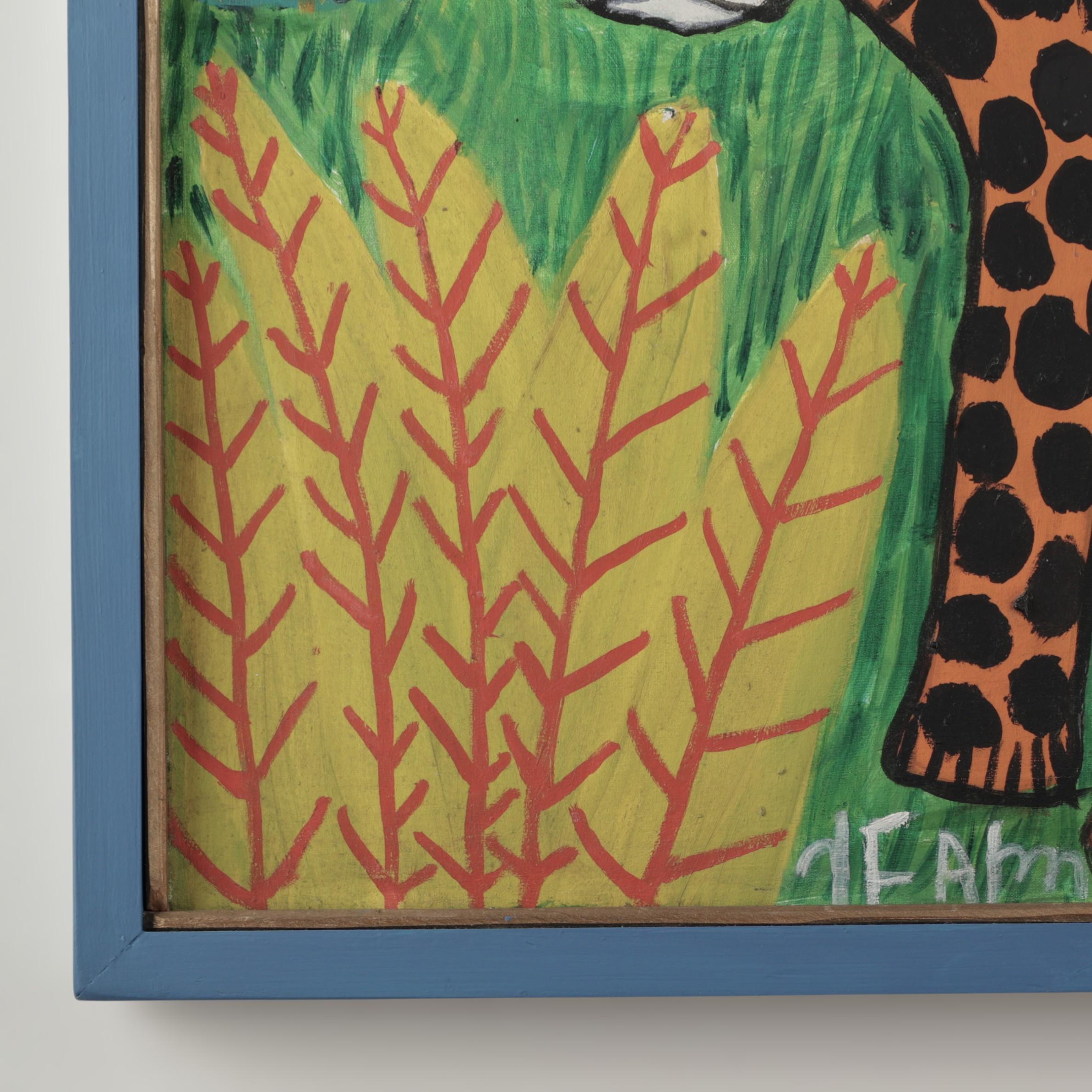 Vintage Haitian Painting of a Leopard by Ti Tra Jean Fatreuse Delva im Angebot 5