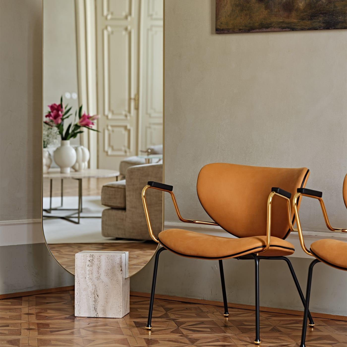 Italian Tìam Fabric-Covered Freestanding Full-Lenght Mirror For Sale