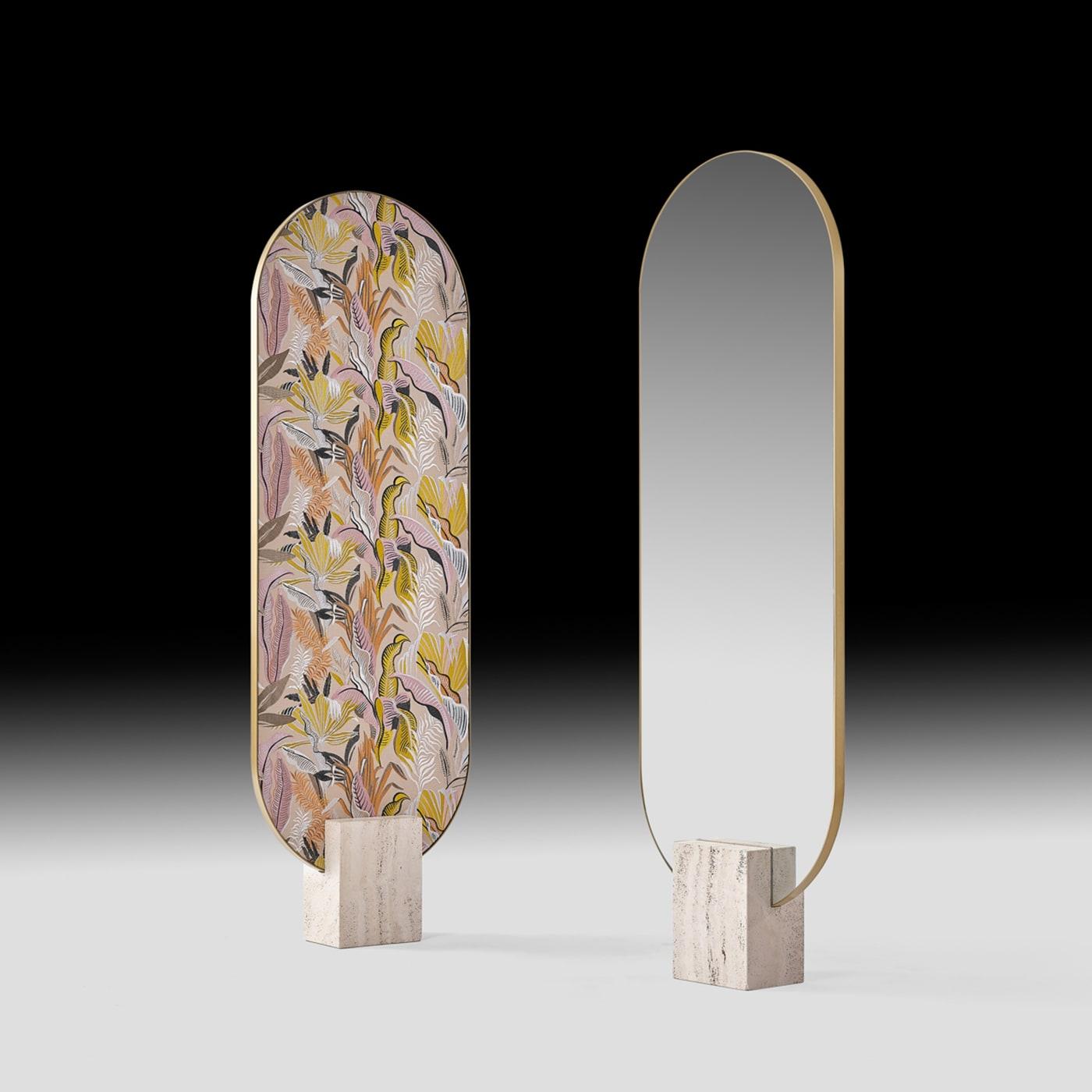 Textile Tìam Fabric-Covered Freestanding Full-Lenght Mirror For Sale