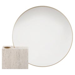 Specchio da tavolo Tìam con base in travertino