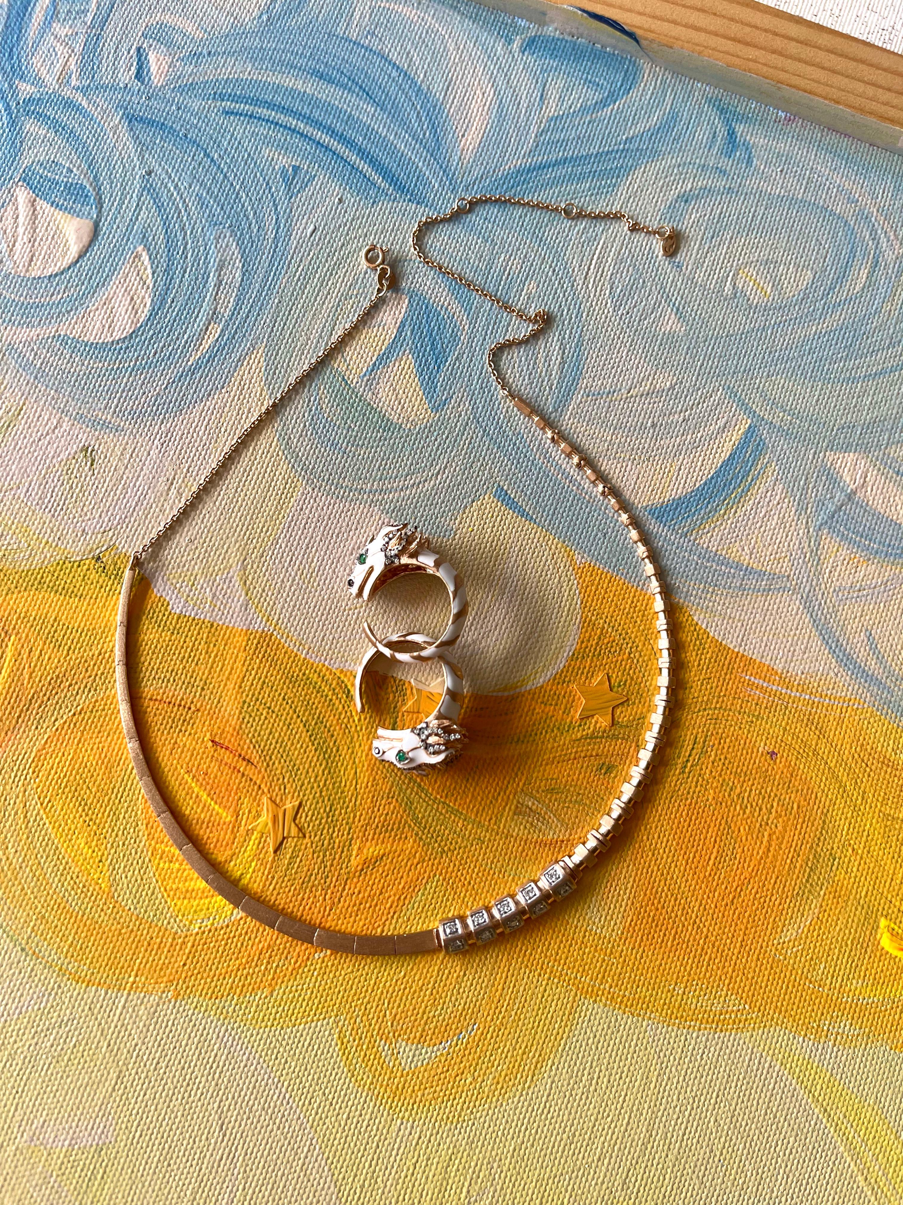 For Sale:  Tian Long Ring in 14k Rose Gold with Diamond and Enamel 5