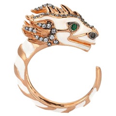 Tian Long Ring in 14k Rose Gold with Diamond and Enamel