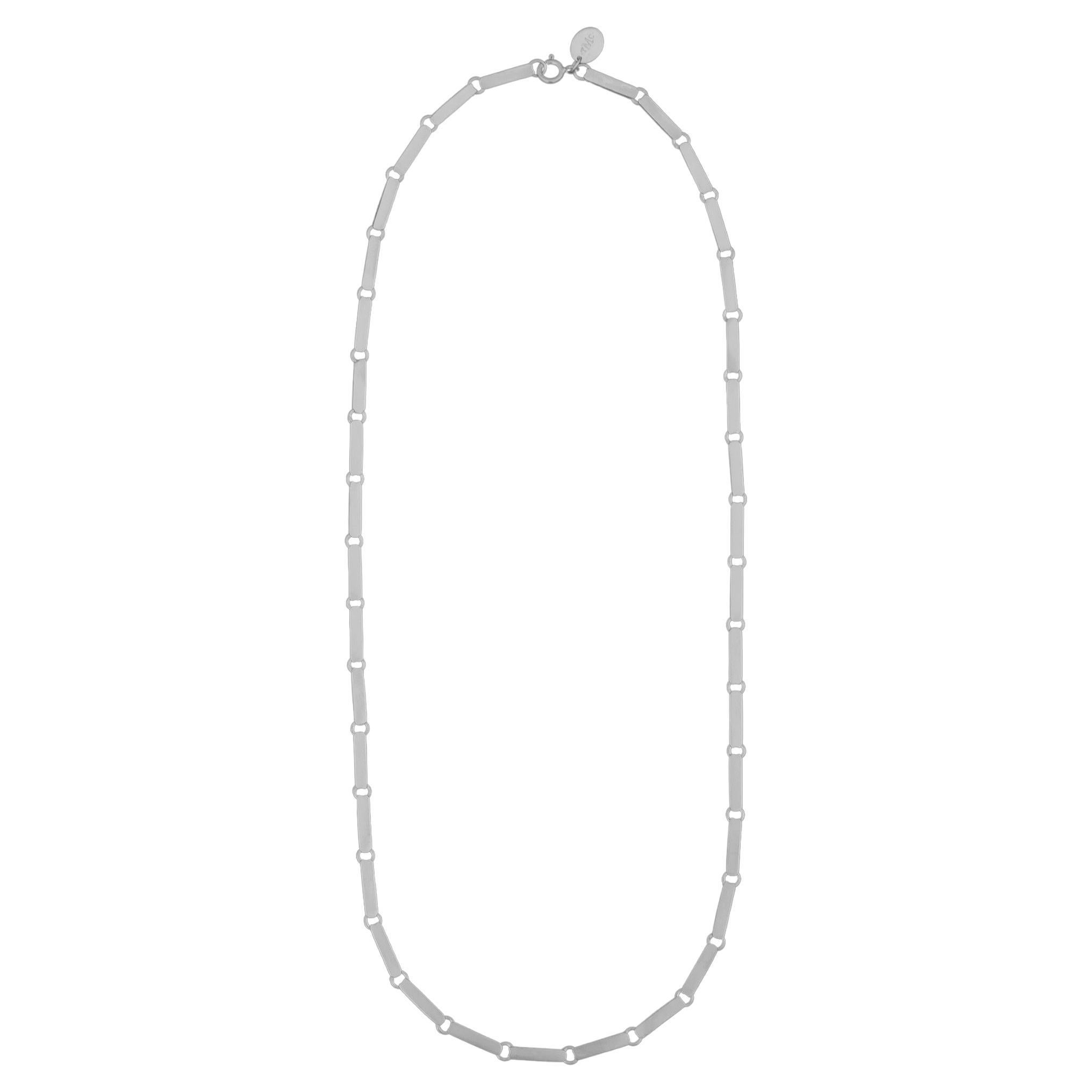 Tiana Marie Combes White Gold Solid Rectangular Bar Link Chain Collar Necklace For Sale