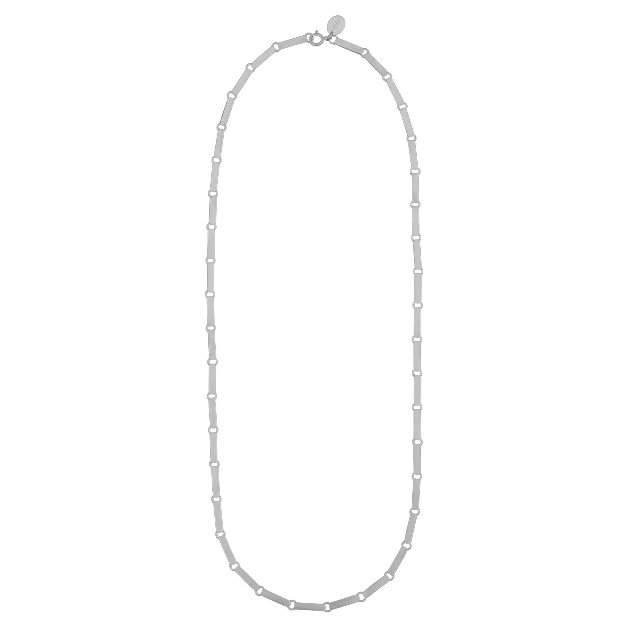 Tiana Marie Combes White Gold Solid Rectangular Bar Link Chain Necklace For Sale