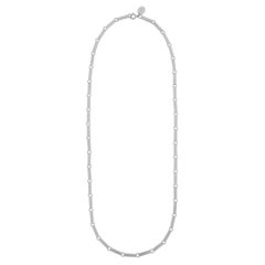 Tiana Marie Combes White Gold Solid Rectangular Bar Link Chain Necklace
