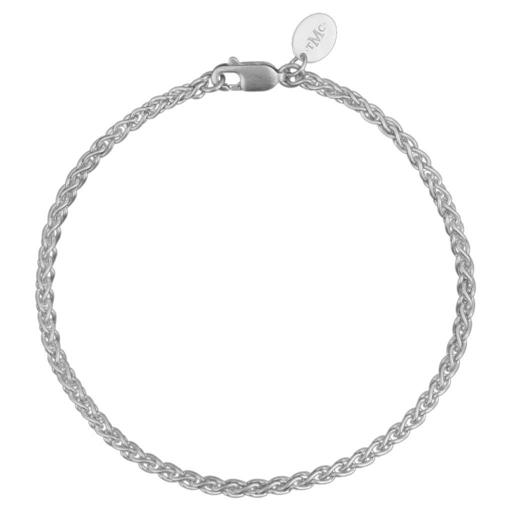Tiana Marie Combes White Gold Woven Chain Anklet