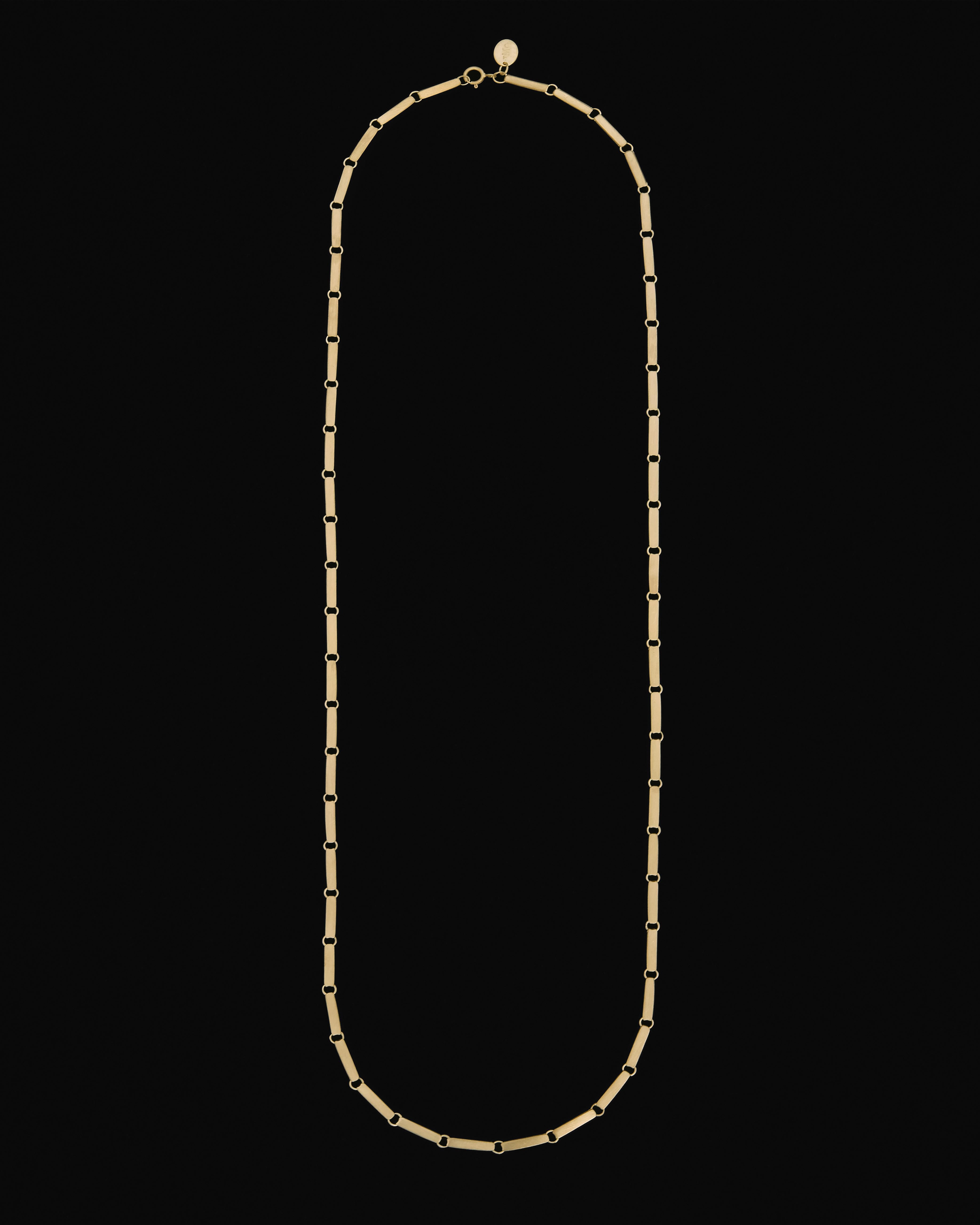 Artisan Tiana Marie Combes Yellow Gold Rectangular Bar Link Extended Chain Necklace For Sale